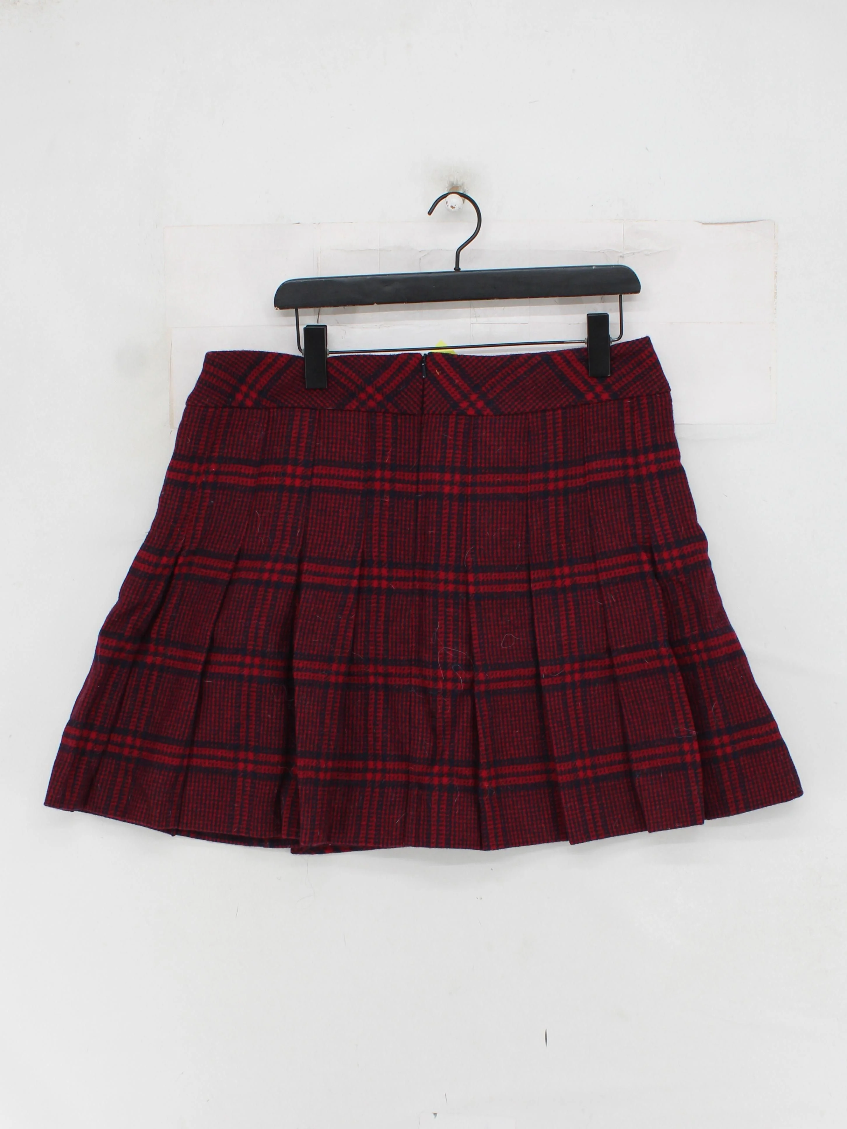 Hobbs Women's Mini Skirt UK 12 Red Checkered 100% Wool Short Mini - Image 2