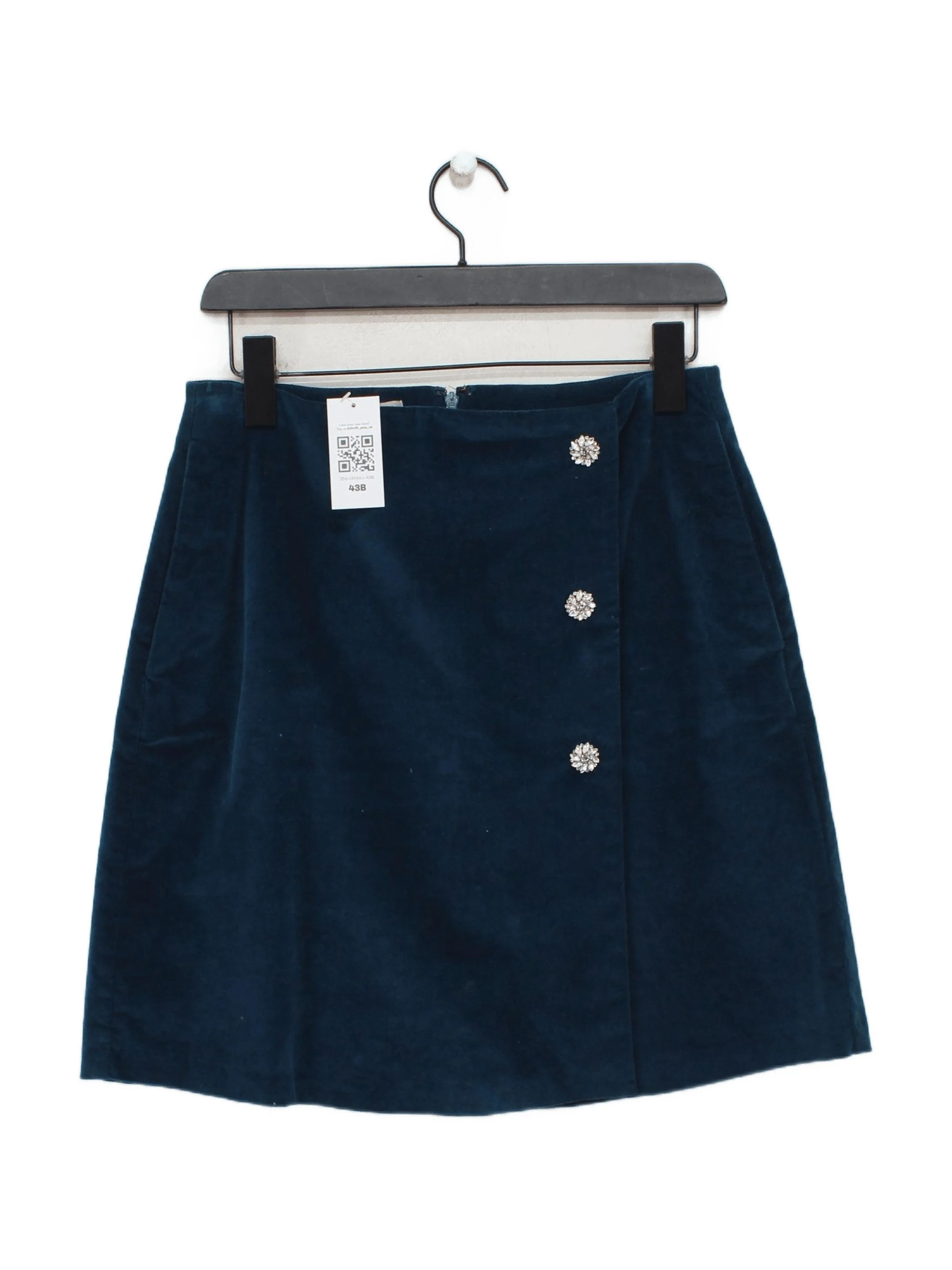 Hobbs Women's Mini Skirt UK 8 Blue Cotton with Elastane, Polyester Short Mini