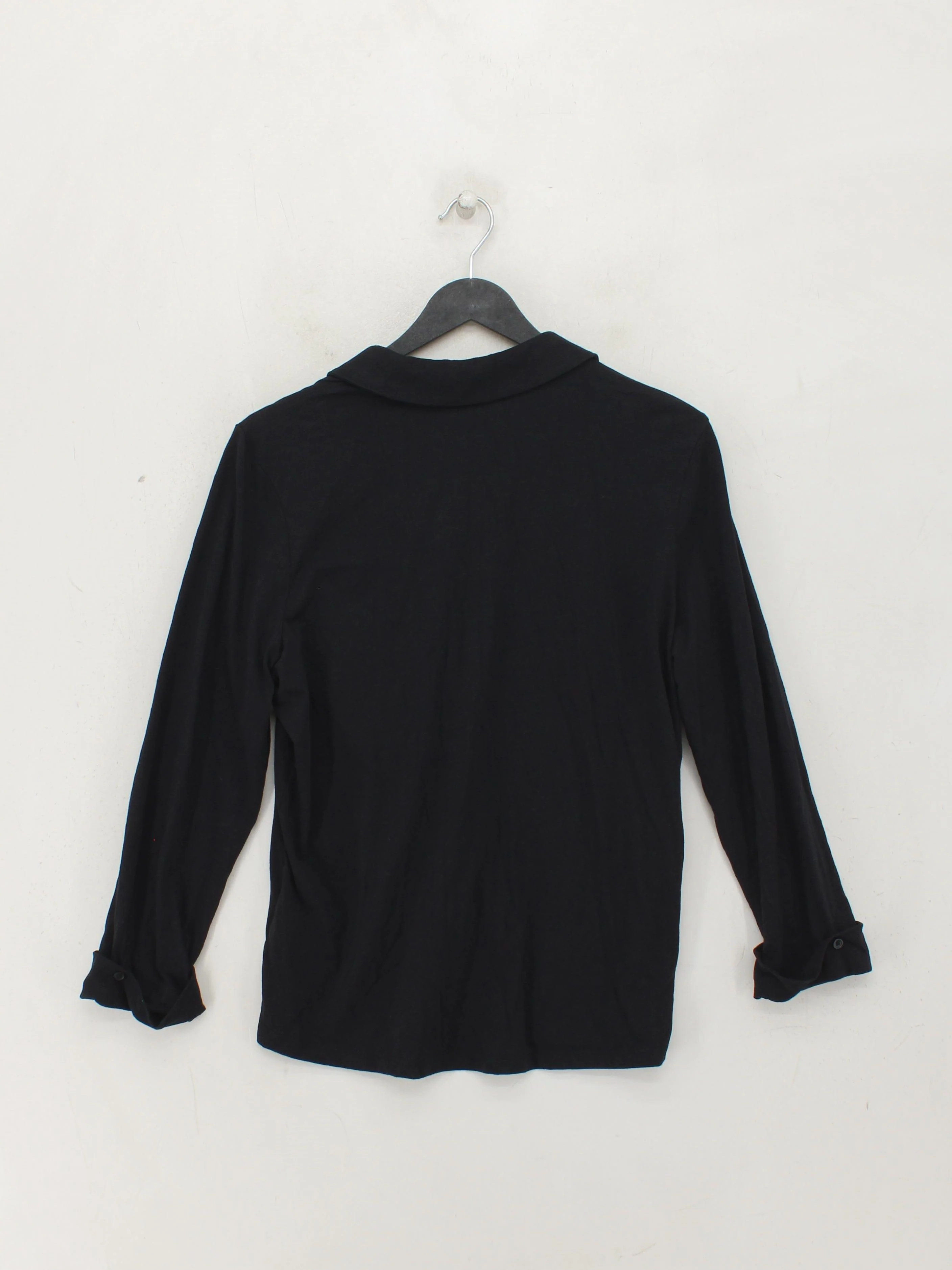 Hobbs Women's Shirt M Black 100% Cotton Long Sleeve Collared Basic - Image 2
