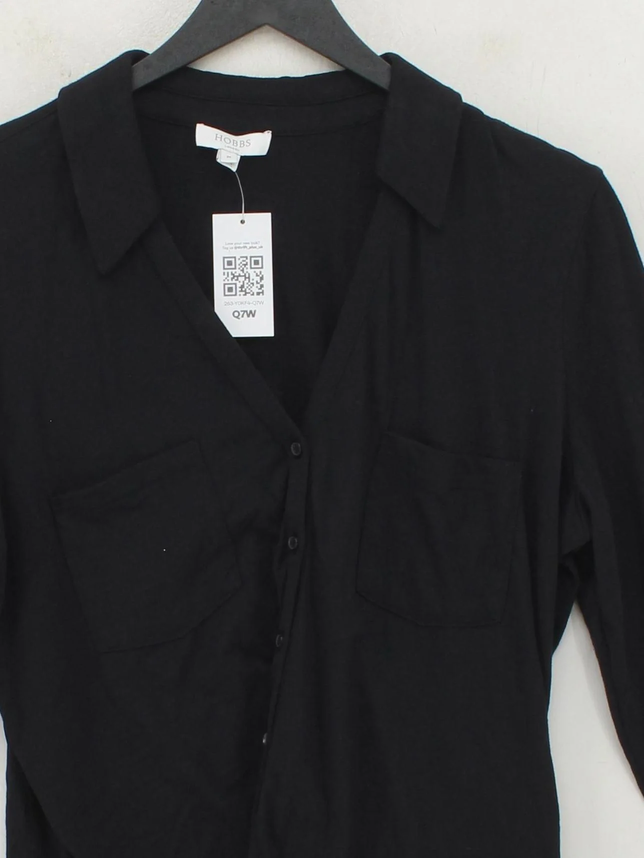 Hobbs Women's Shirt M Black 100% Cotton Long Sleeve Collared Basic - Image 3