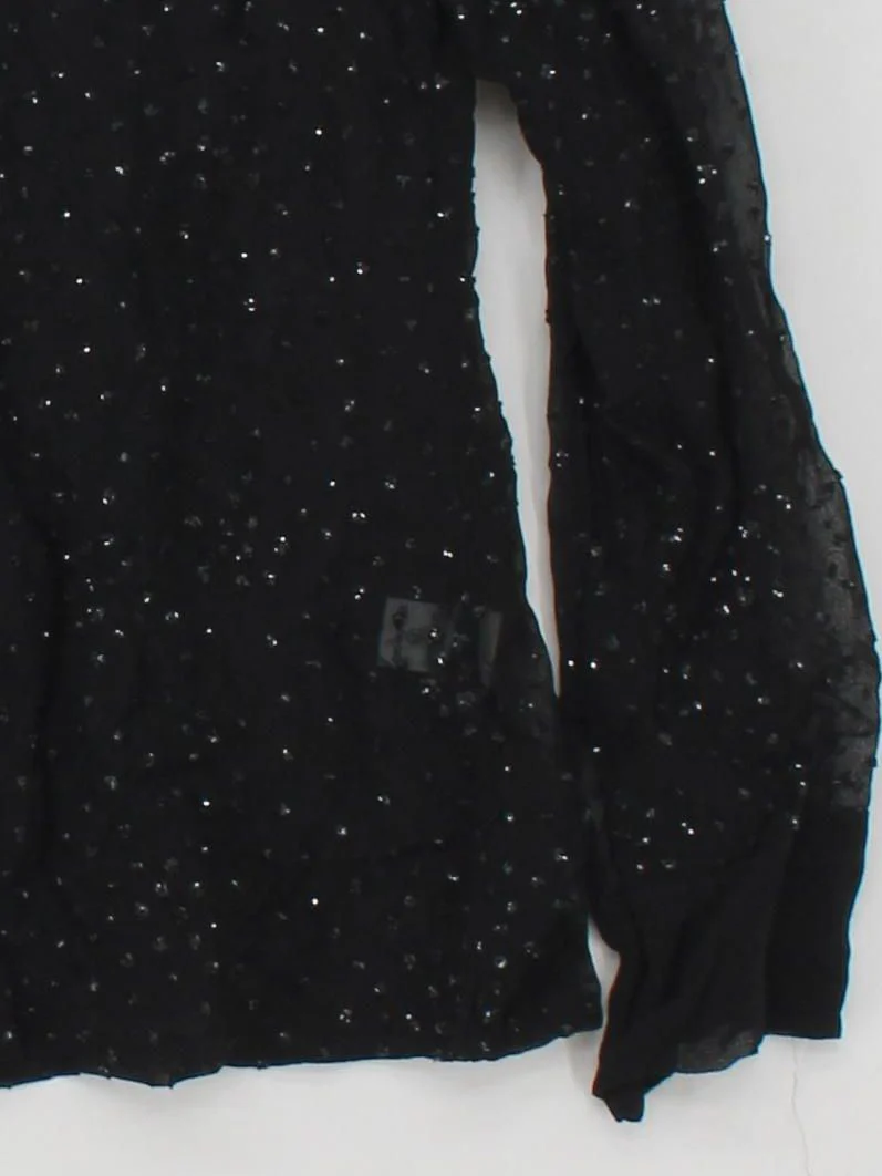Hobbs Women's Shirt UK 12 Black 100% Viscose Long Sleeve Collared Basic - Image 4