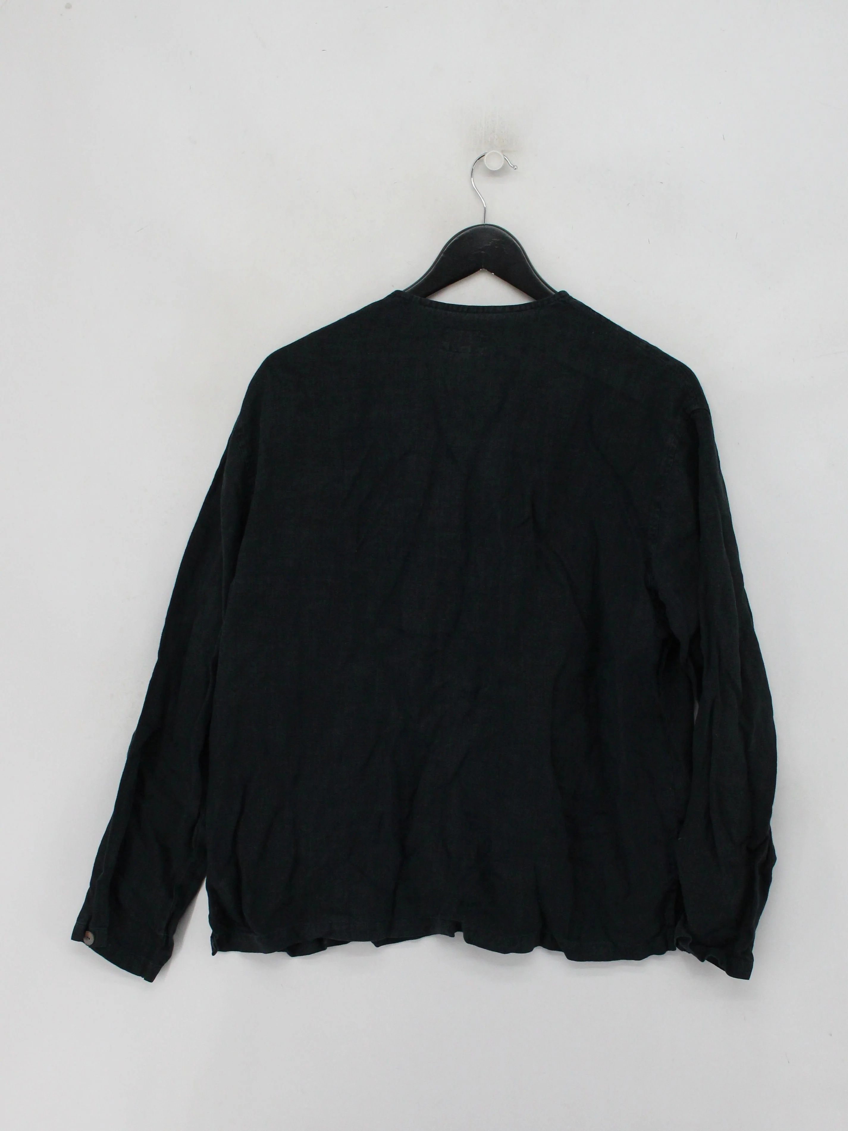 Hobbs Women's Shirt UK 14 Black 100% Linen Long Sleeve Round Neck Basic - Image 2