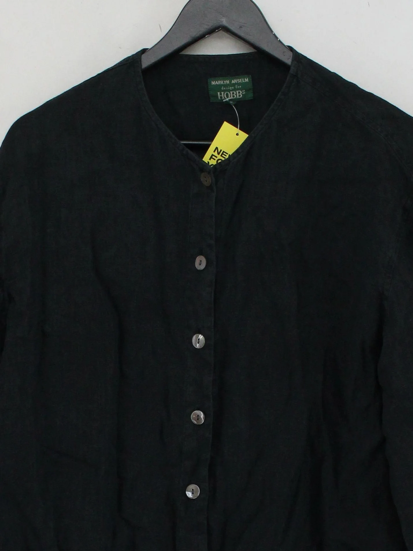 Hobbs Women's Shirt UK 14 Black 100% Linen Long Sleeve Round Neck Basic - Image 3