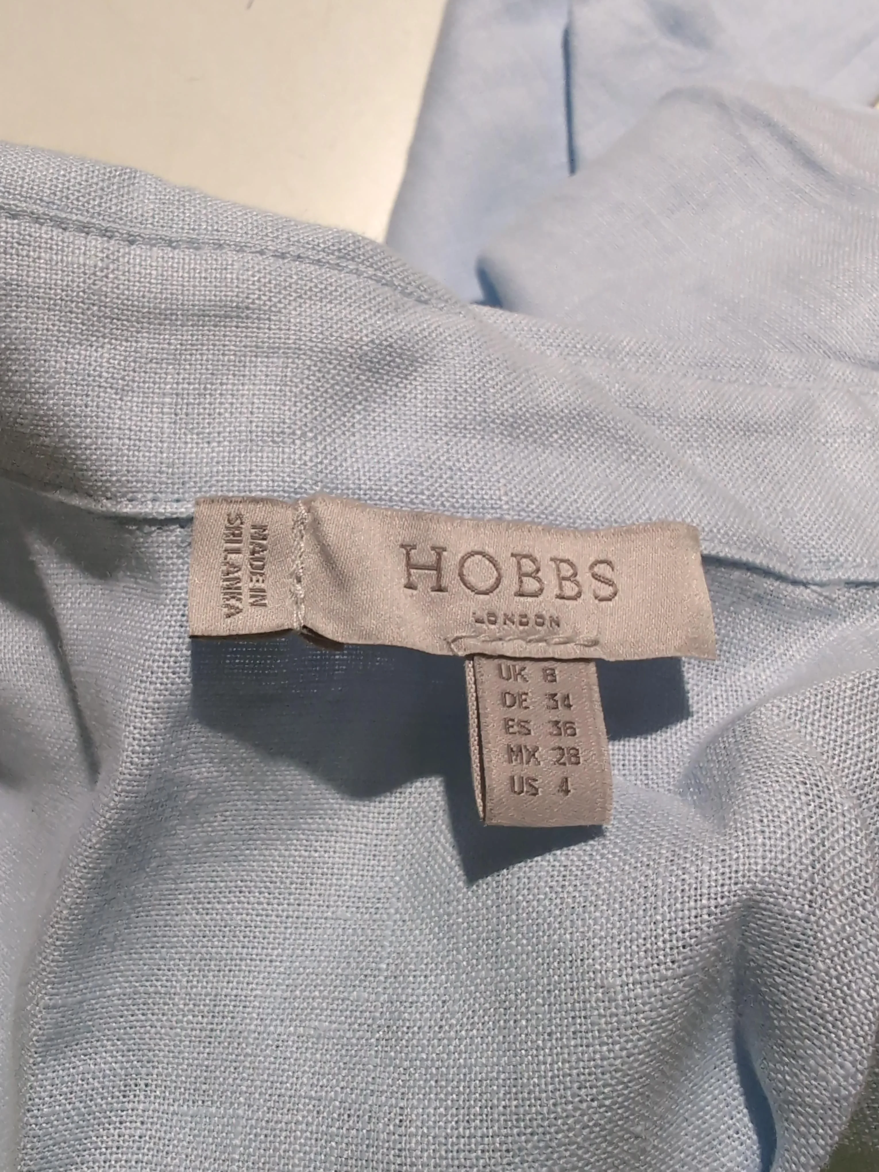 Hobbs Women's Shirt UK 8 Blue 100% Linen Long Sleeve Collared Basic - Image 5