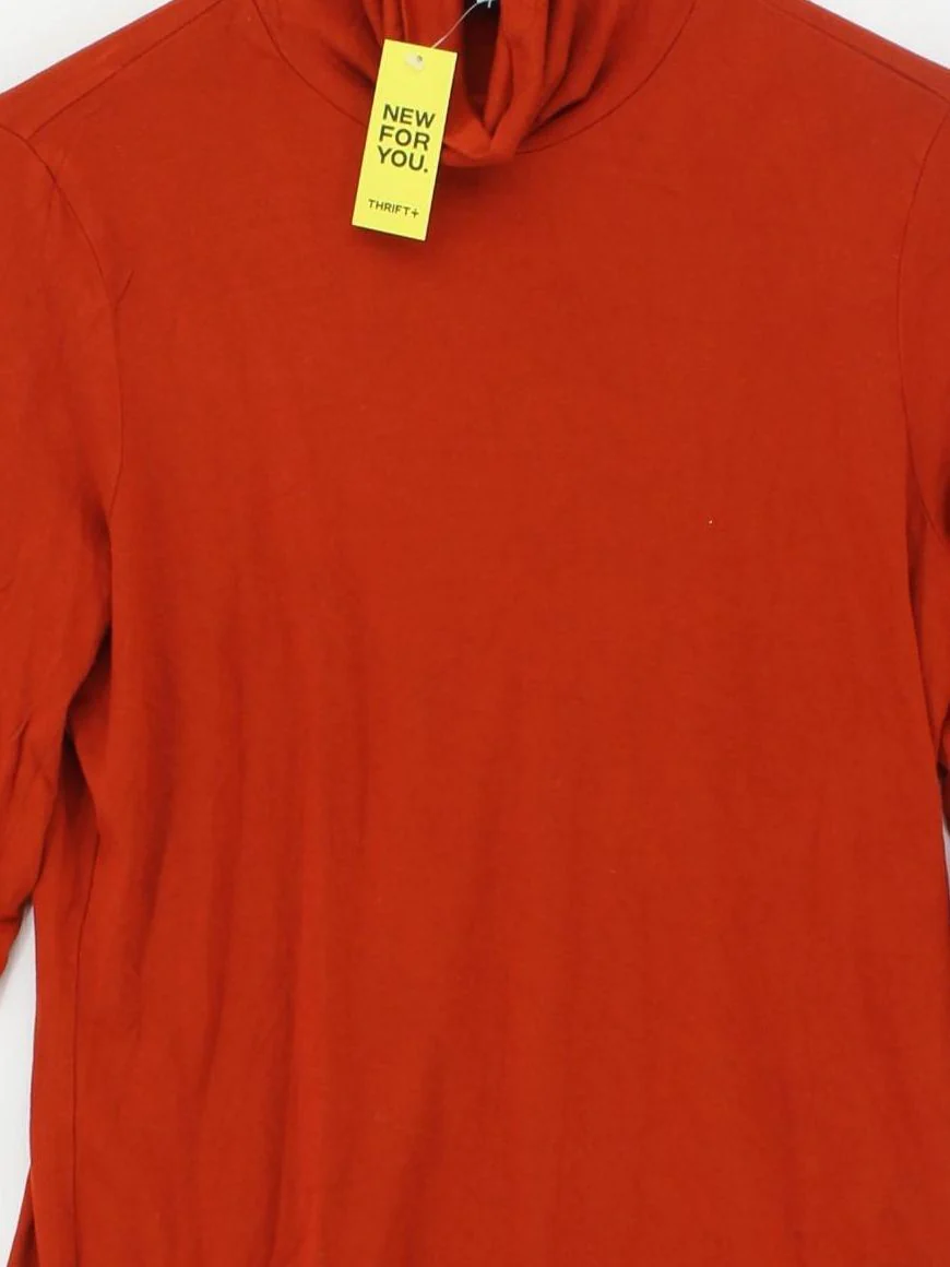 Hobbs Women's Top L Orange Viscose with Elastane Long Sleeve Roll Neck Basic - Image 3