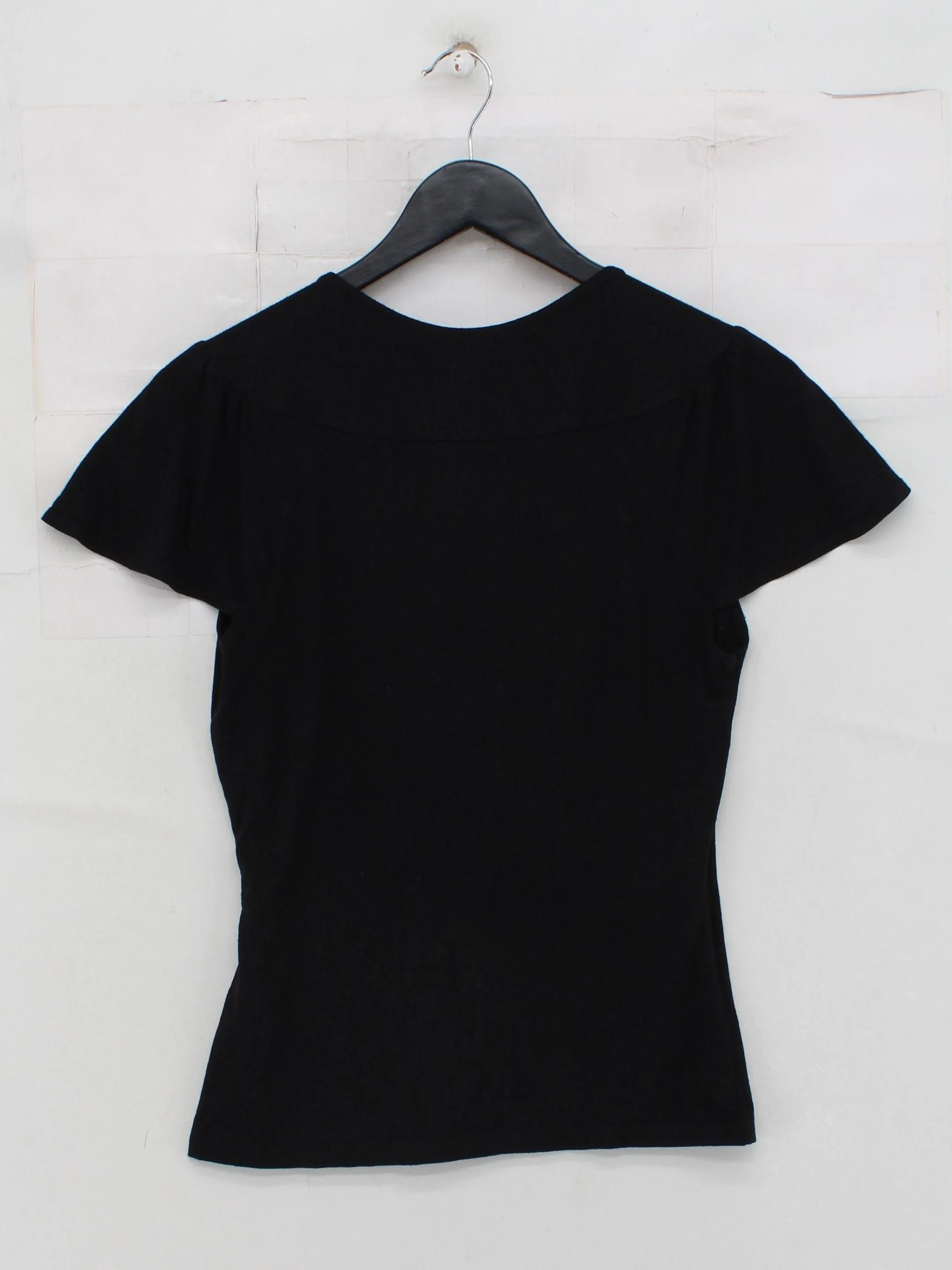 Hobbs Women's Top M Black Cotton with Elastane Short Sleeve V-Neck Basic - Image 2