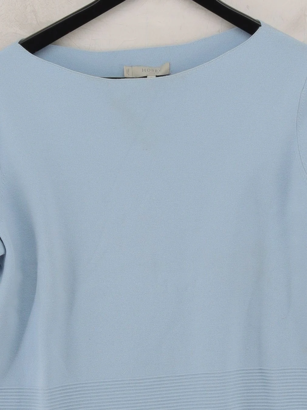 Hobbs Women's Top M Blue Viscose with Polyamide 3/4 Sleeve Round Neck Basic - Image 3