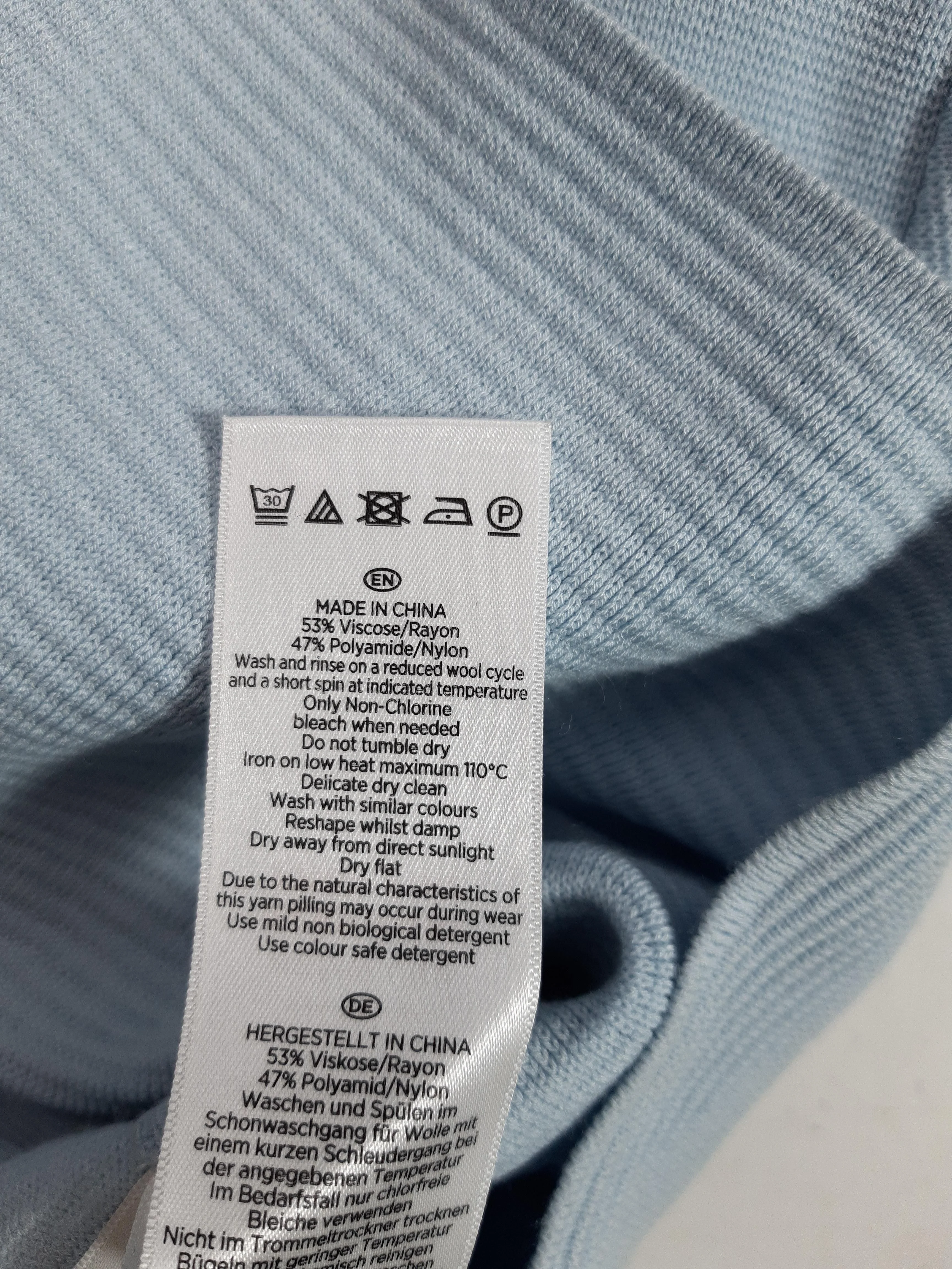 Hobbs Women's Top M Blue Viscose with Polyamide 3/4 Sleeve Round Neck Basic - Image 7
