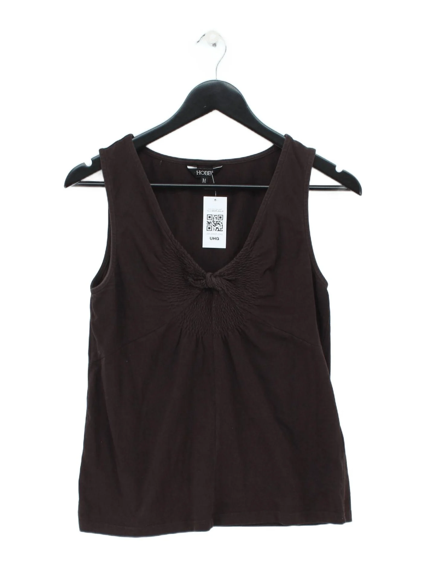 Hobbs Women's Top M Brown Cotton with Elastane Sleeveless V-Neck Basic