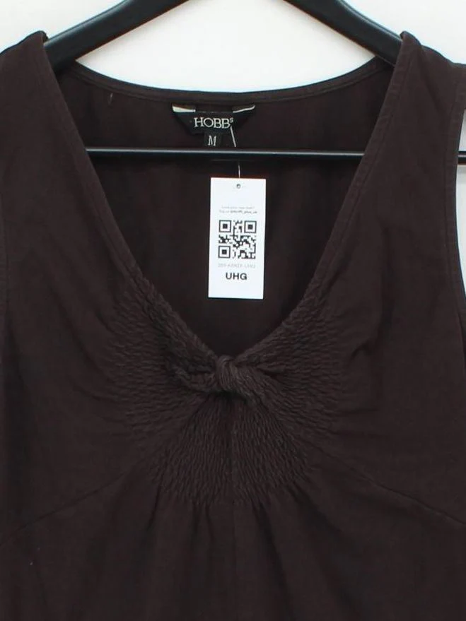 Hobbs Women's Top M Brown Cotton with Elastane Sleeveless V-Neck Basic - Image 3