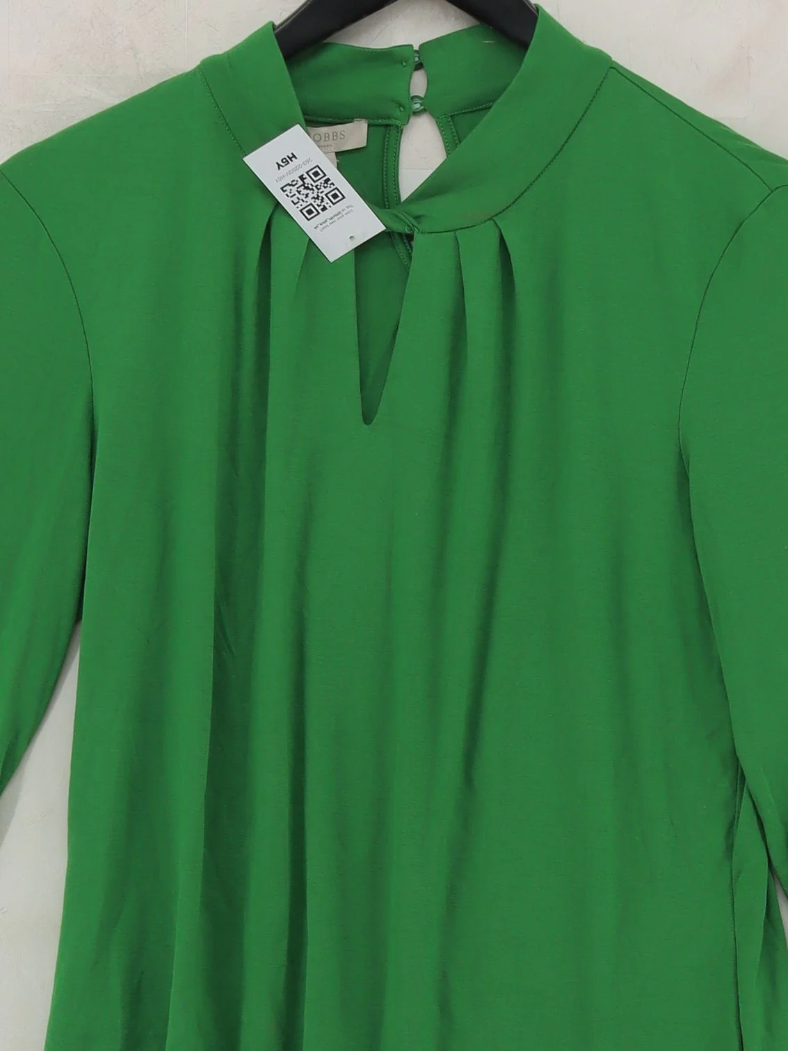 Hobbs Women's Top M Green Viscose with Elastane 3/4 Sleeve High Neck Basic - Image 3