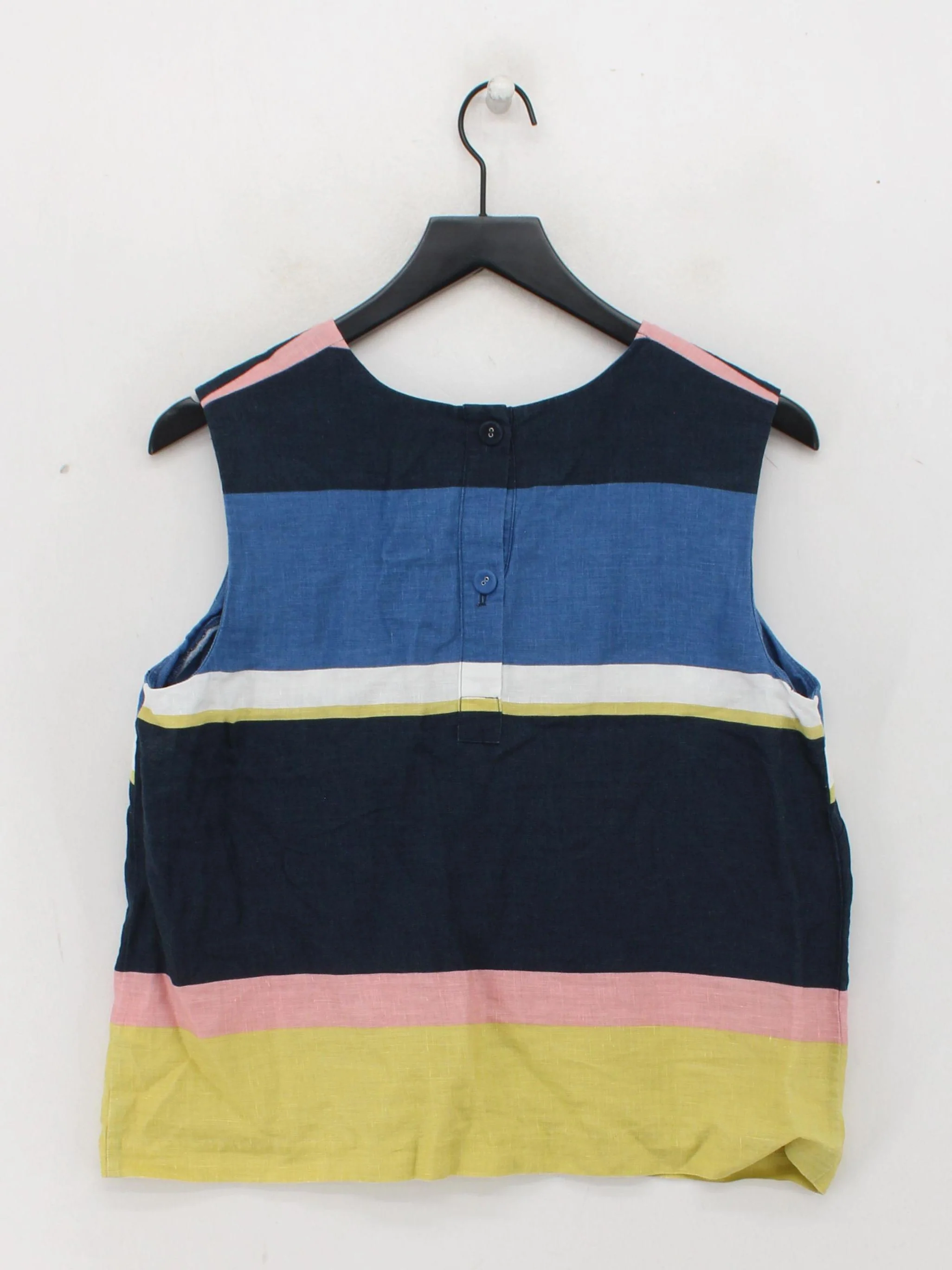 Hobbs Women's Top M Multi Striped 100% Linen Sleeveless Round Neck Basic - Image 2