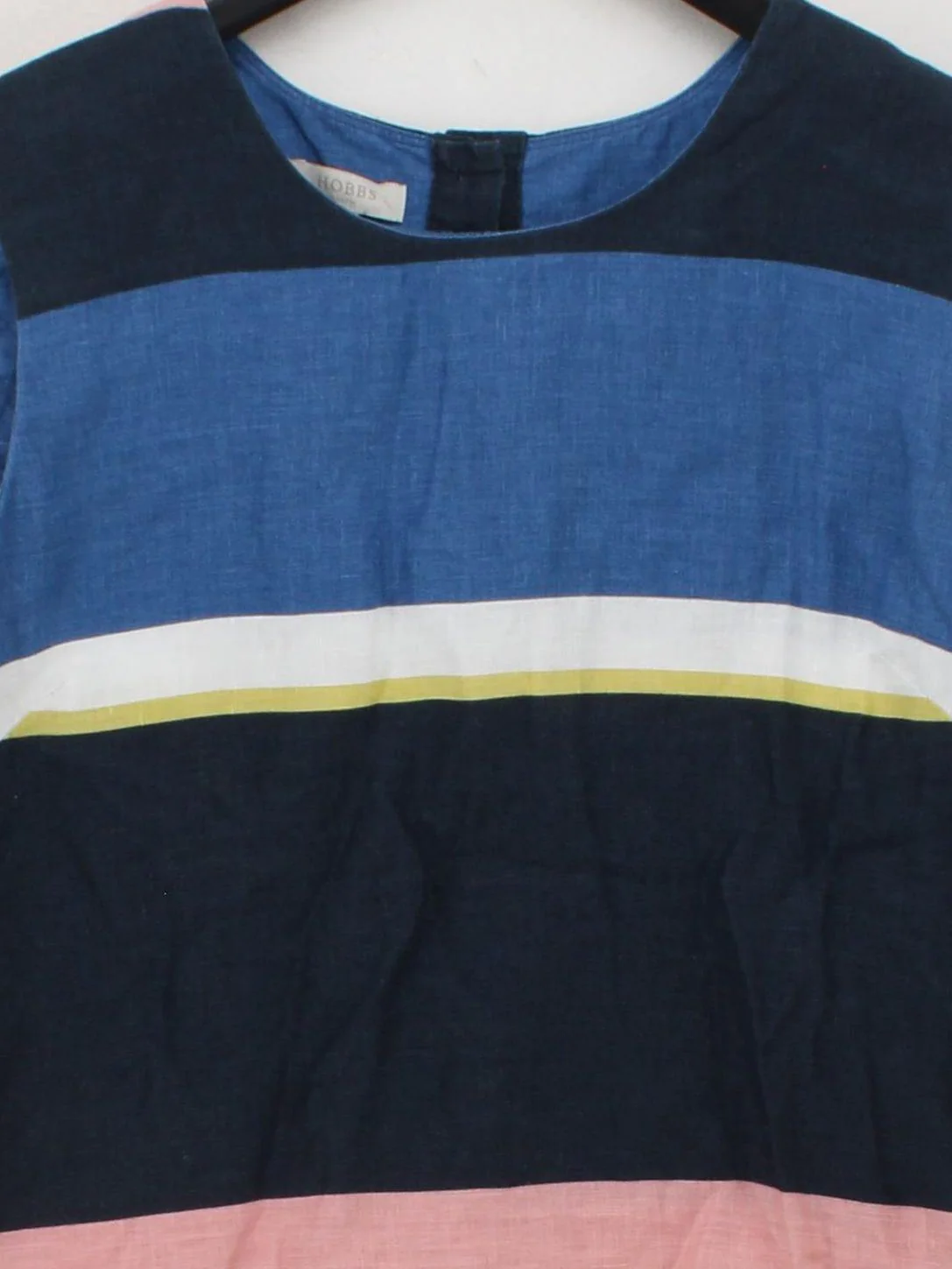 Hobbs Women's Top M Multi Striped 100% Linen Sleeveless Round Neck Basic - Image 3