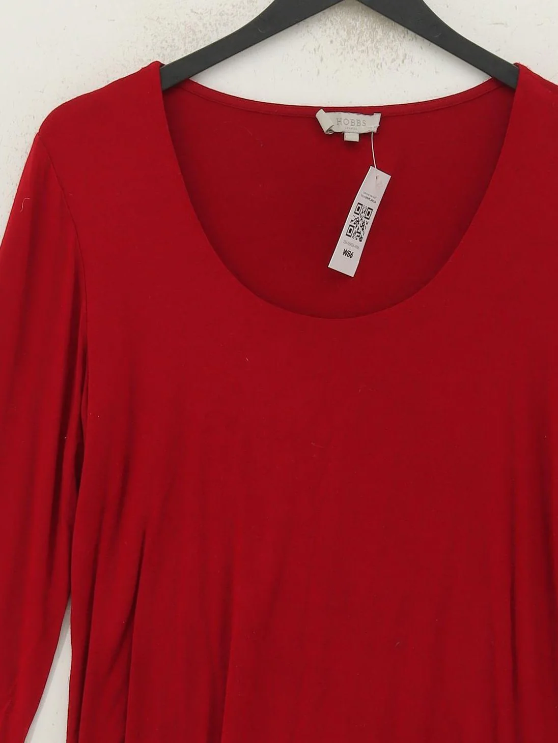 Hobbs Women's Top M Red Viscose with Elastane 3/4 Sleeve Round Neck Jersey - Image 3