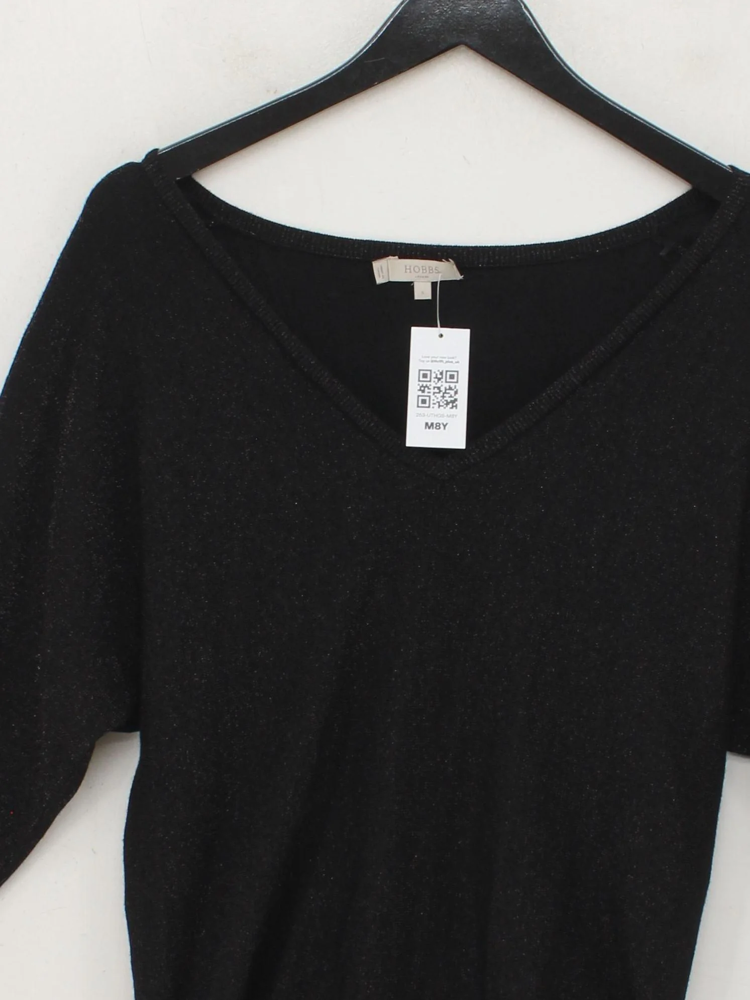 Hobbs Women's Top S Black 100% Other 3/4 Sleeve V-Neck Basic - Image 3