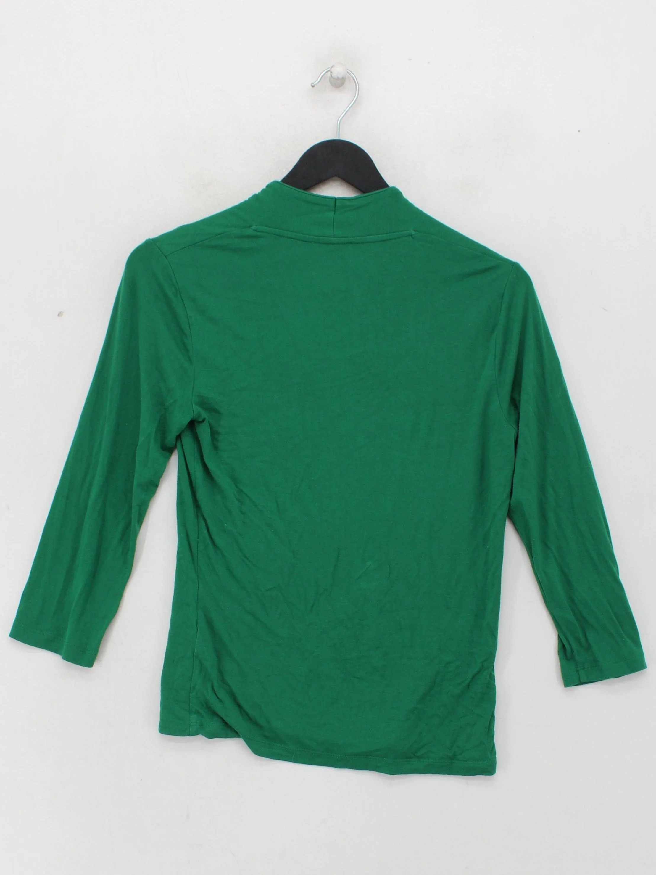 Hobbs Women's Top S Green Viscose with Elastane 3/4 Sleeve V-Neck Jersey - Image 2