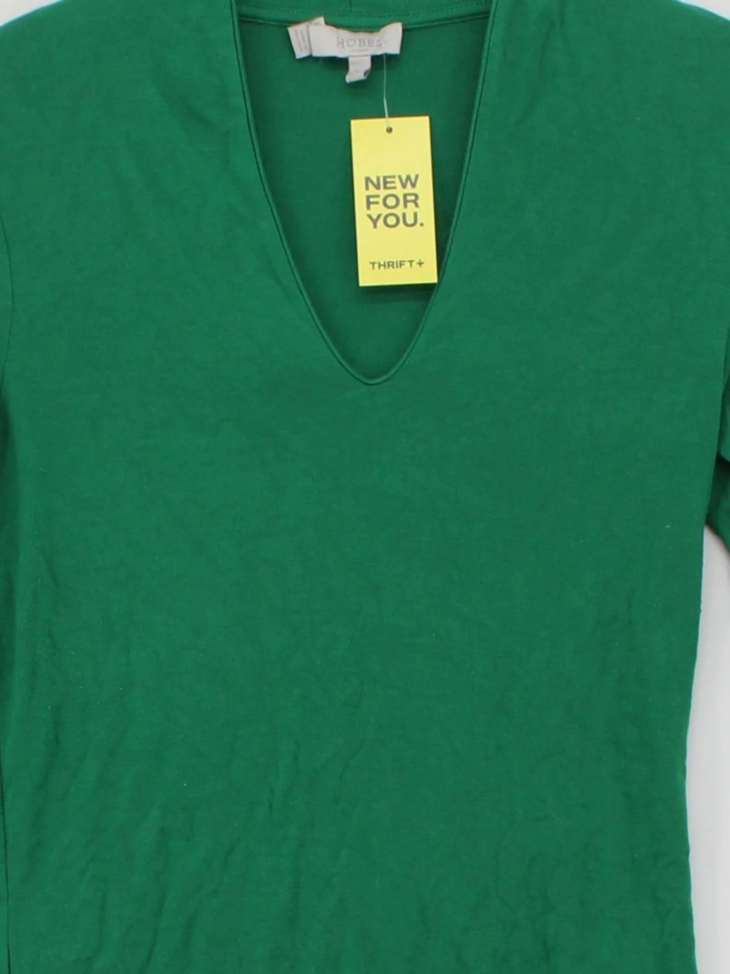 Hobbs Women's Top S Green Viscose with Elastane 3/4 Sleeve V-Neck Jersey - Image 3