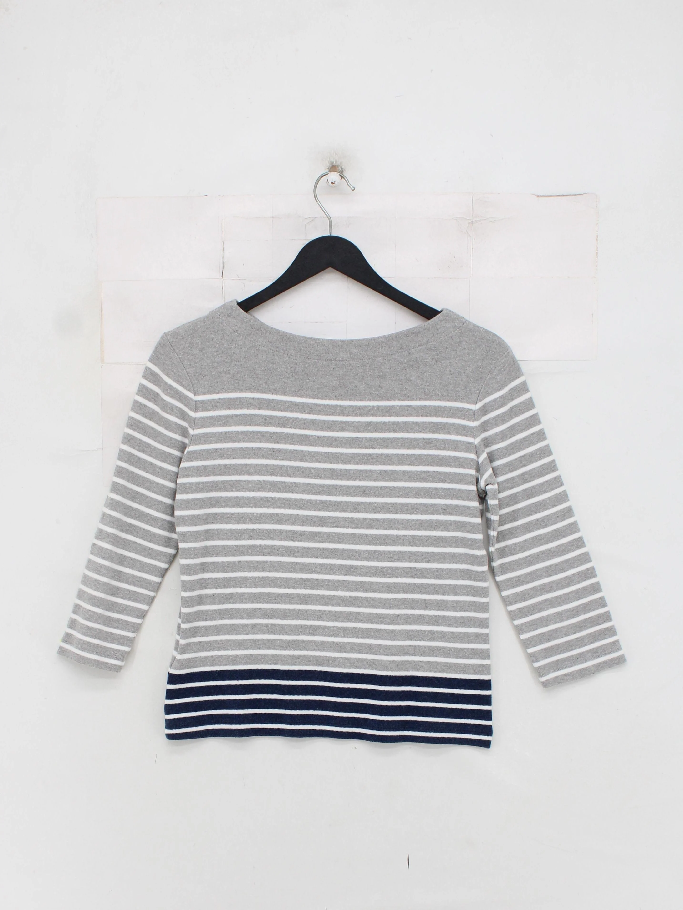 Hobbs Women's Top S Multi Striped 100% Cotton 3/4 Sleeve Round Neck Basic - Image 2