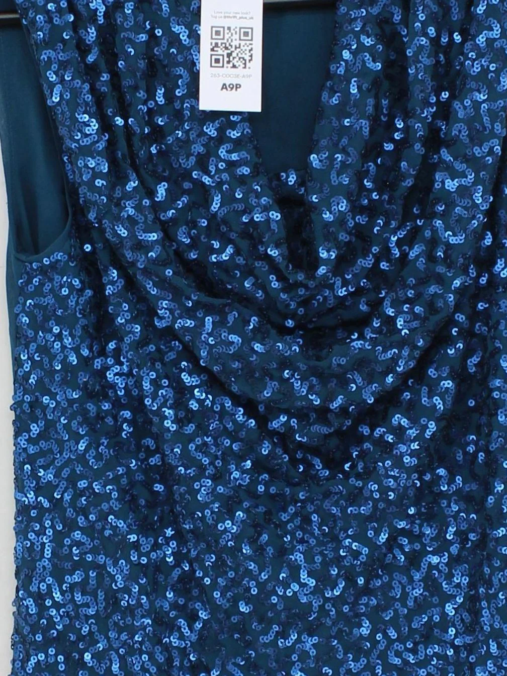 Hobbs Women's Top UK 12 Blue 100% Polyester Sleeveless V-Neck Basic - Image 3