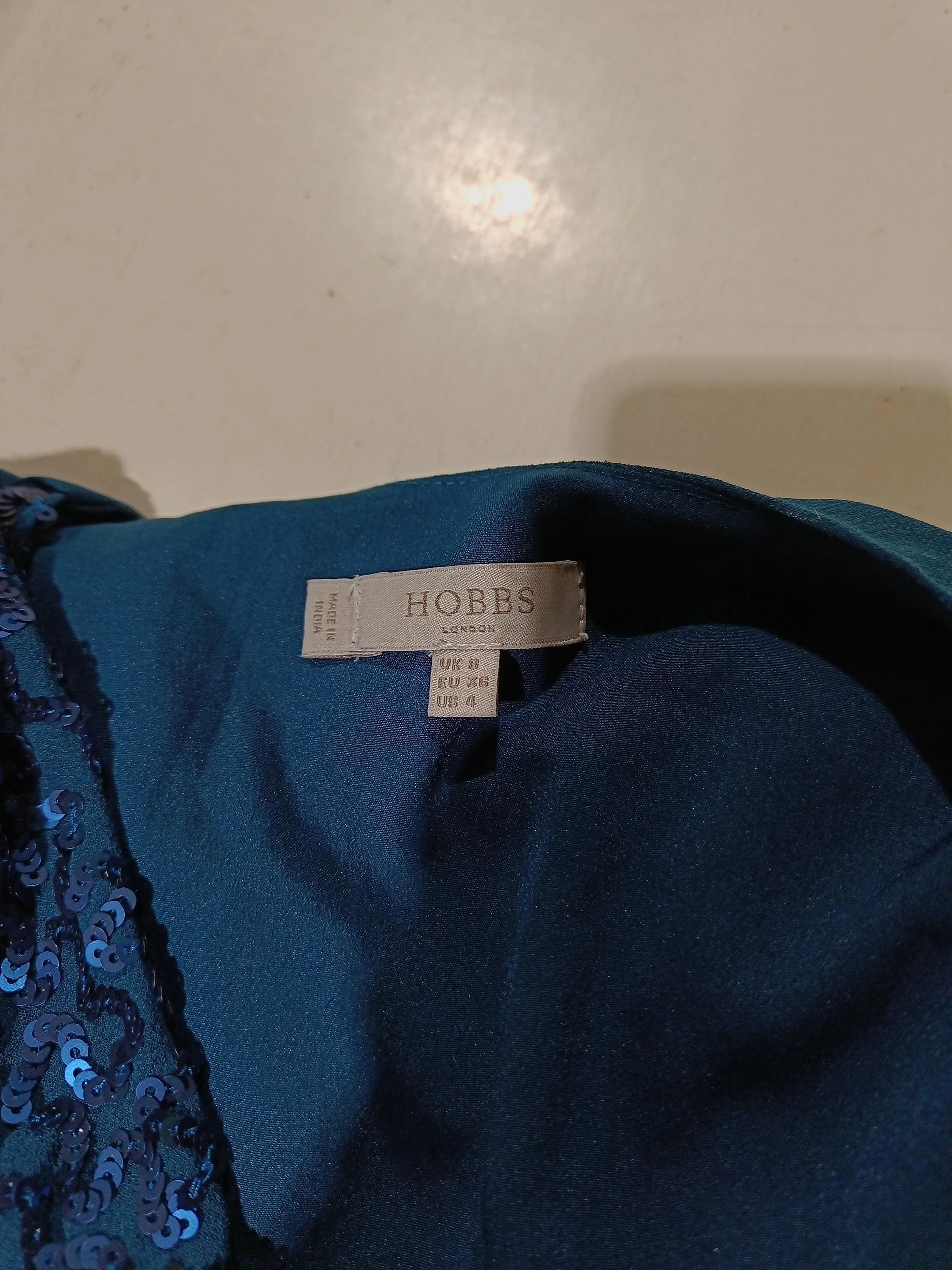 Hobbs Women's Top UK 12 Blue 100% Polyester Sleeveless V-Neck Basic - Image 6
