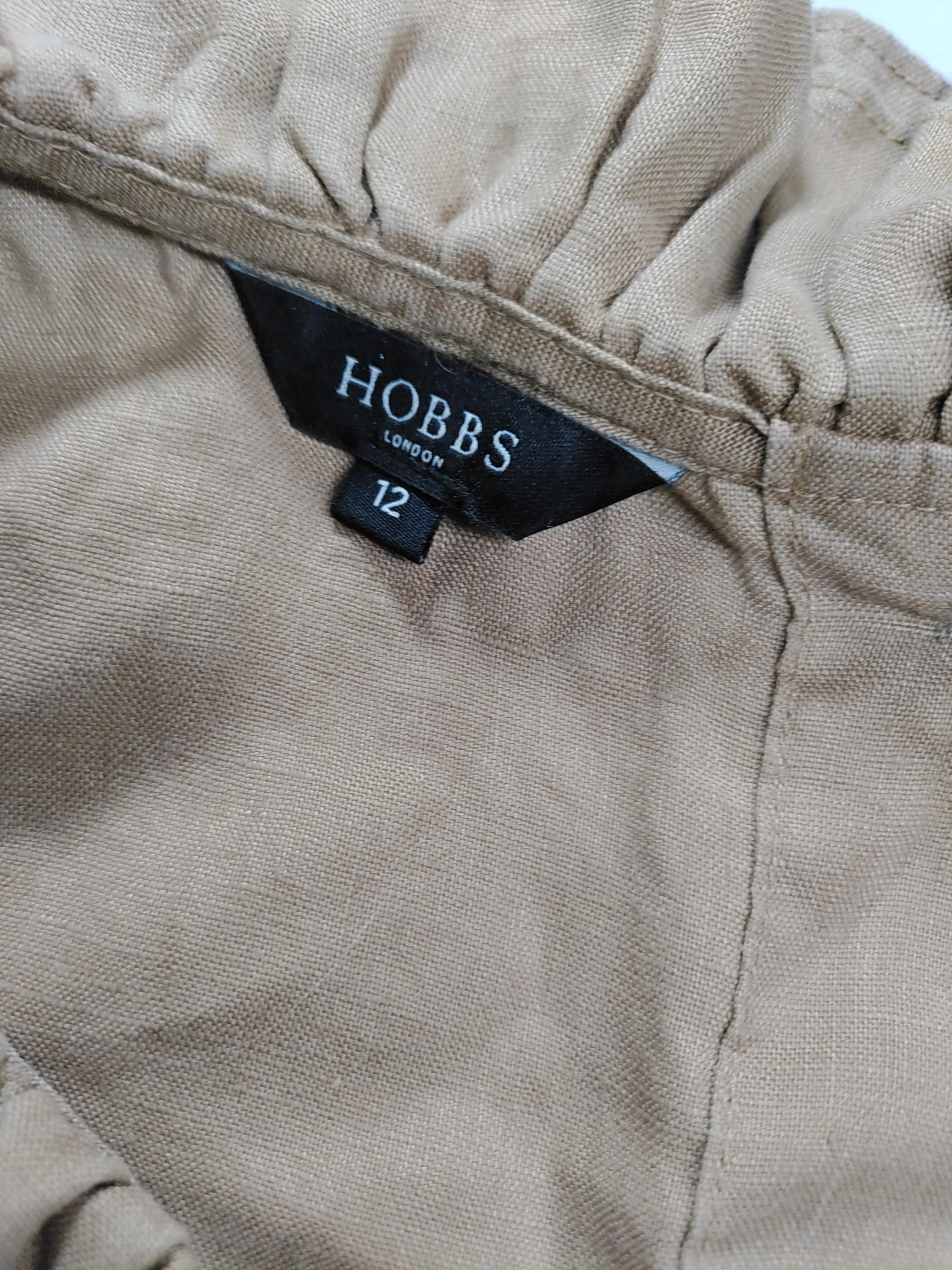 Hobbs Women's Top UK 12 Tan 100% Linen Sleeveless Collared Basic - Image 5