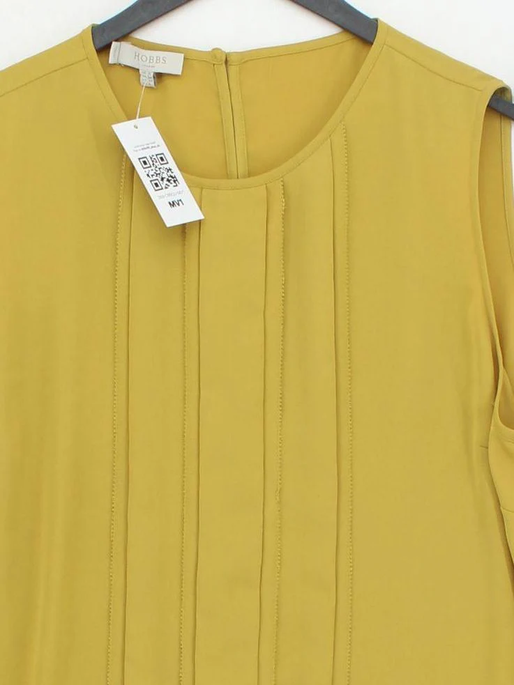 Hobbs Women's Top UK 12 Yellow 100% Other Sleeveless Round Neck Basic - Image 3