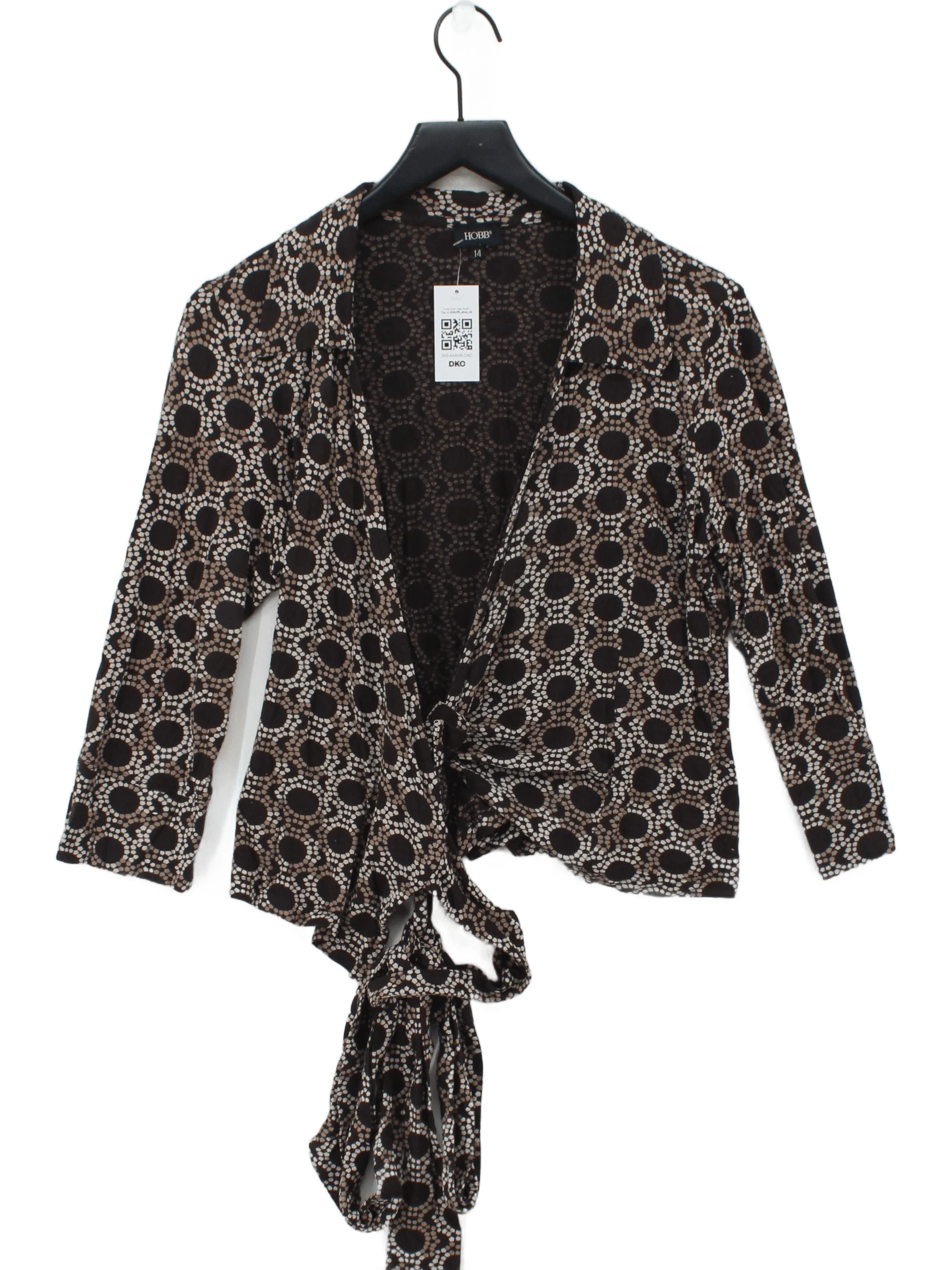 Hobbs Women's Top UK 14 Brown Viscose with Elastane Basic