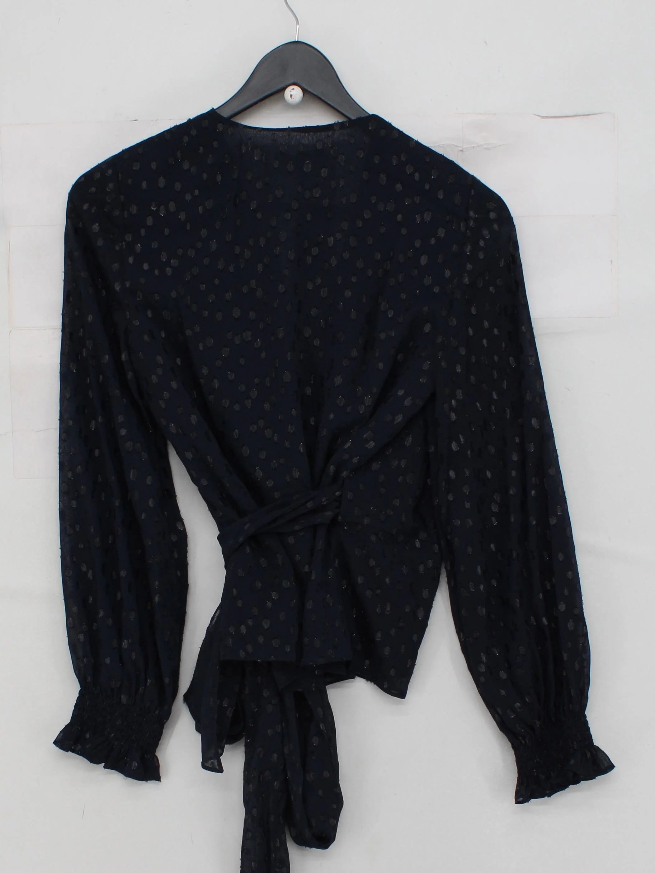 Hobbs Women's Top UK 8 Blue Polyester with Other Long Sleeve V-Neck Basic - Image 2