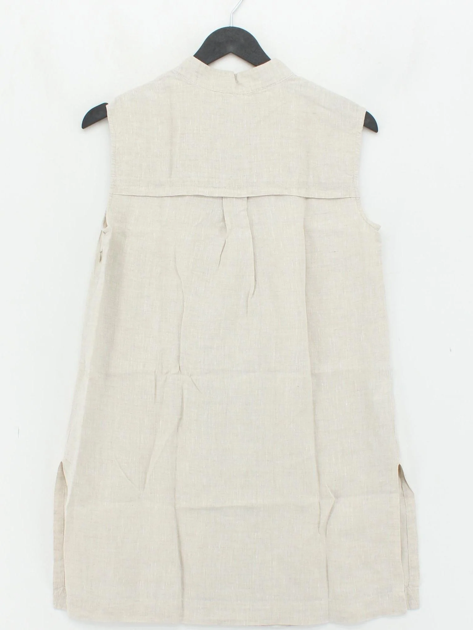 Hobbs Women's Top UK 8 Cream 100% Linen Sleeveless Collared Basic - Image 2