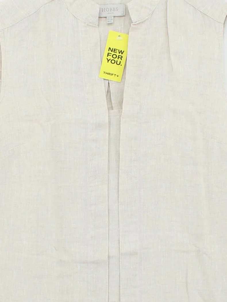 Hobbs Women's Top UK 8 Cream 100% Linen Sleeveless Collared Basic - Image 3