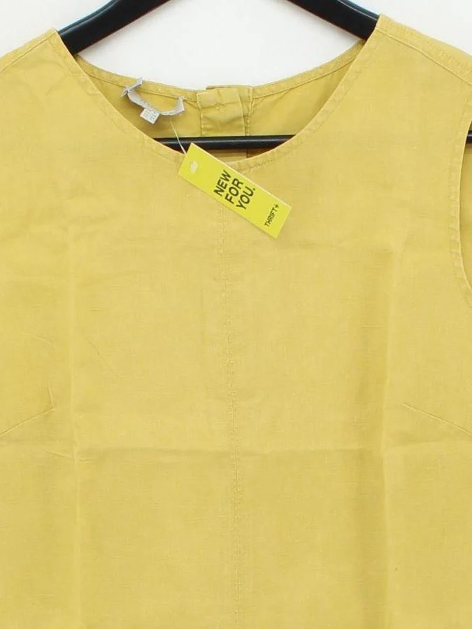 Hobbs Women's Top UK 8 Yellow 100% Linen Sleeveless Round Neck Basic - Image 3
