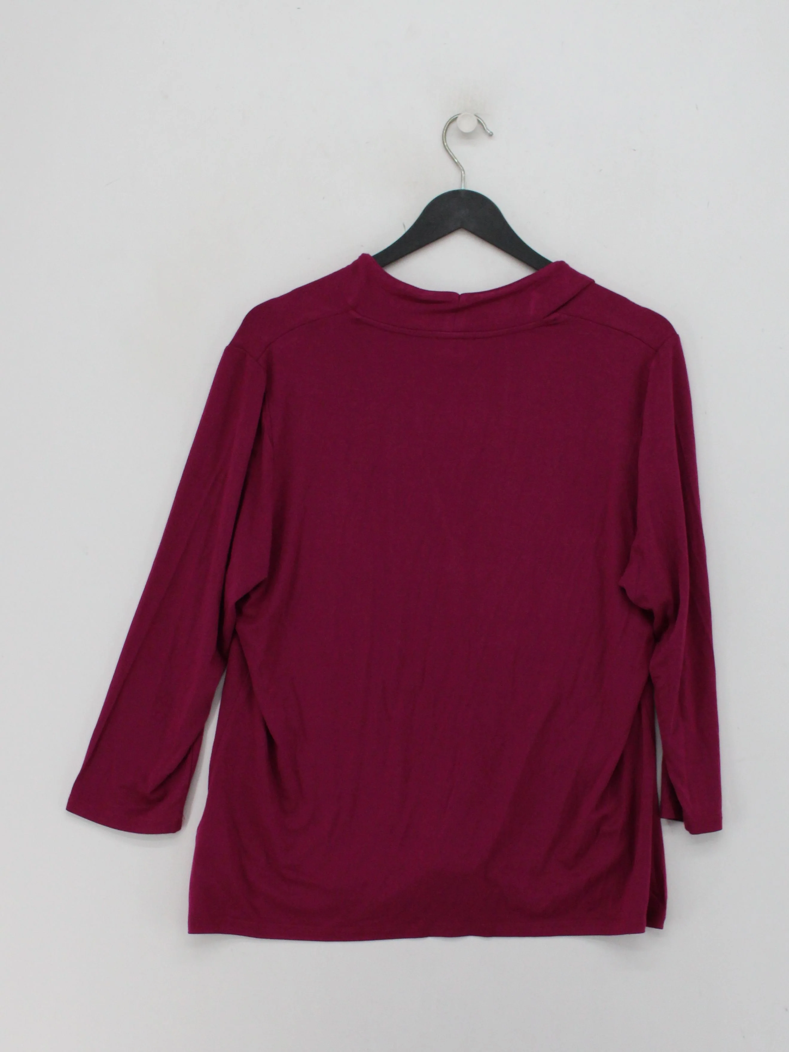 Hobbs Women's Top XL Red Viscose with Elastane 3/4 Sleeve V-Neck Basic - Image 2