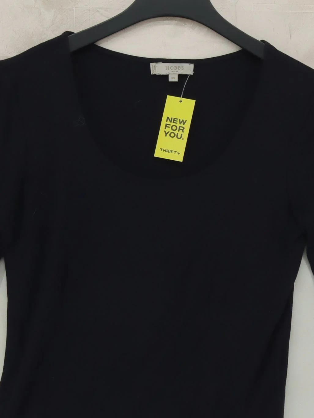 Hobbs Women's Top XS Black Viscose with Elastane 3/4 Sleeve Round Neck Basic - Image 3
