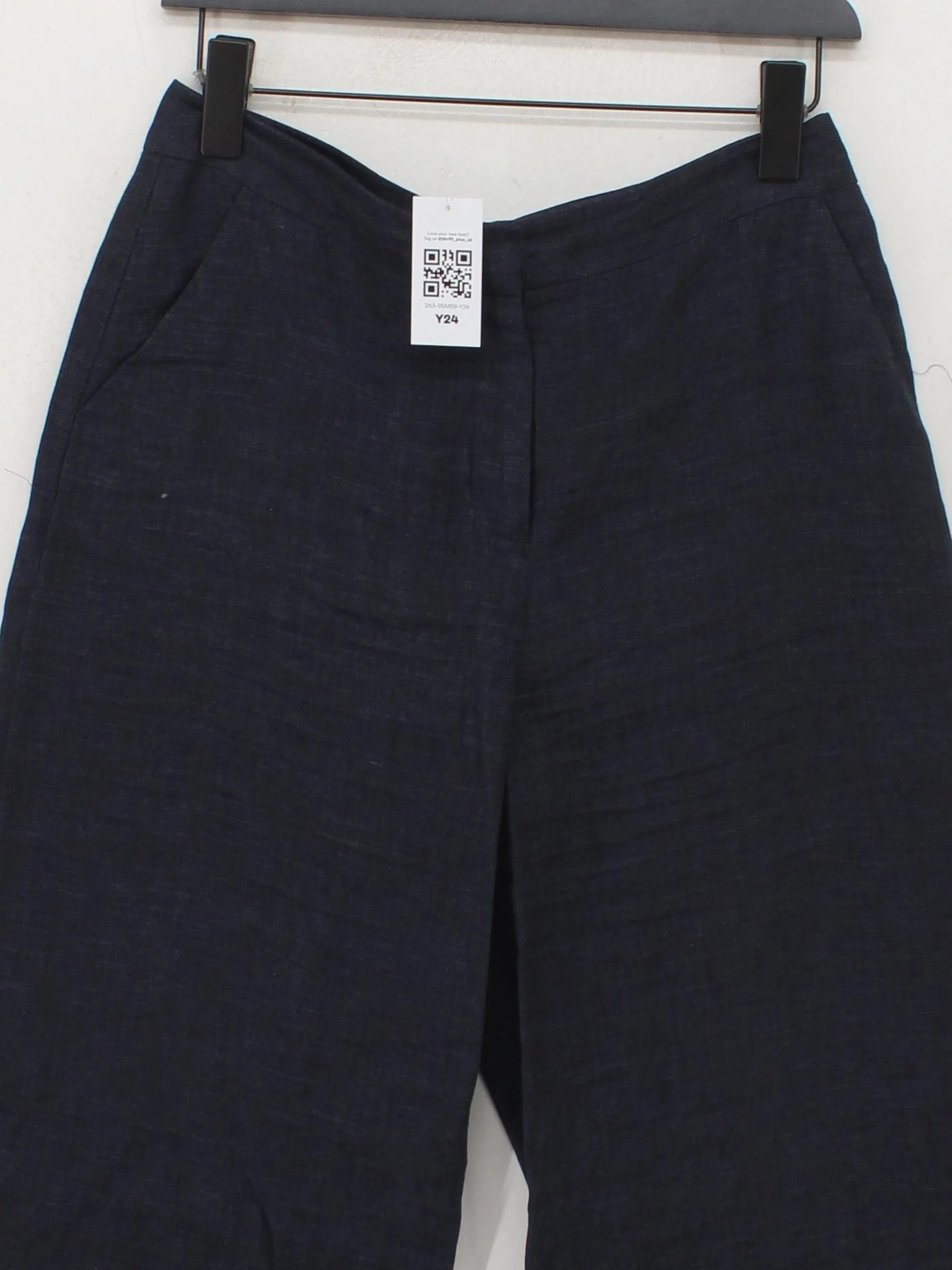 Hobbs Women's Trousers UK 10 Blue 100% Linen Wide-Leg Cropped - Image 3