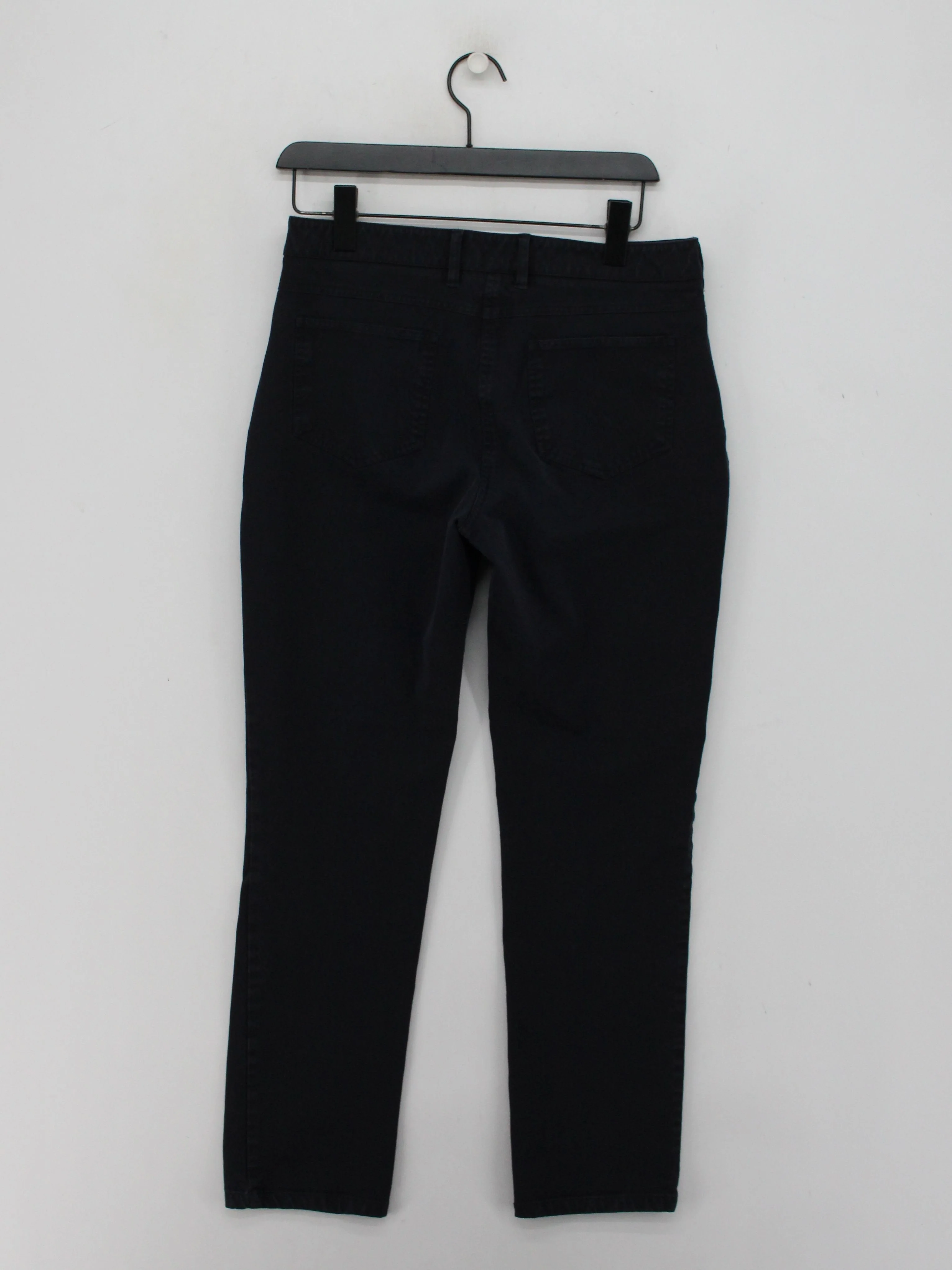 Hobbs Women's Trousers UK 12 Blue Cotton with Elastane Straight Cropped - Image 2