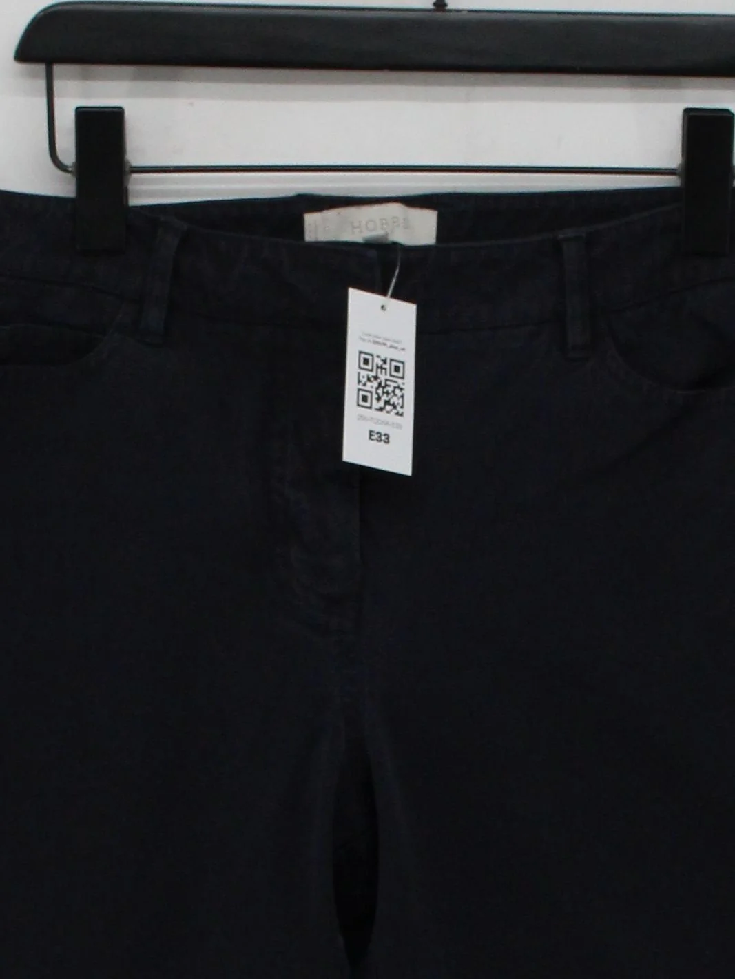 Hobbs Women's Trousers UK 12 Blue Cotton with Elastane Straight Cropped - Image 3