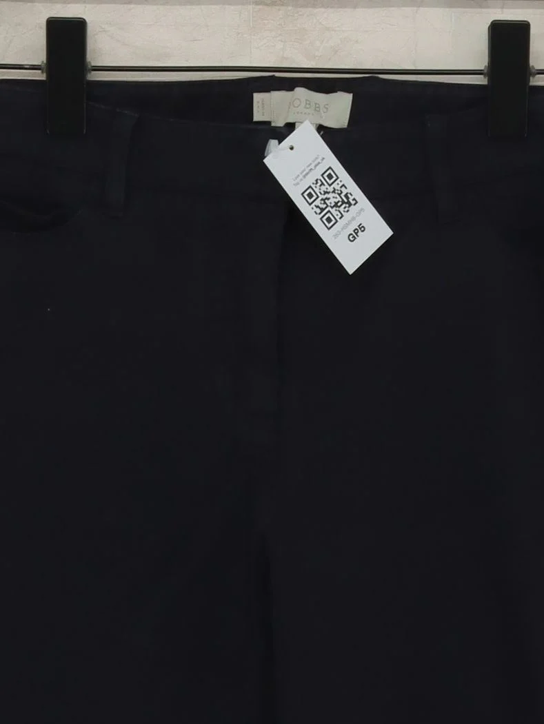 Hobbs Women's Trousers UK 12 Blue Cotton with Viscose, Elastane Straight Chino - Image 3