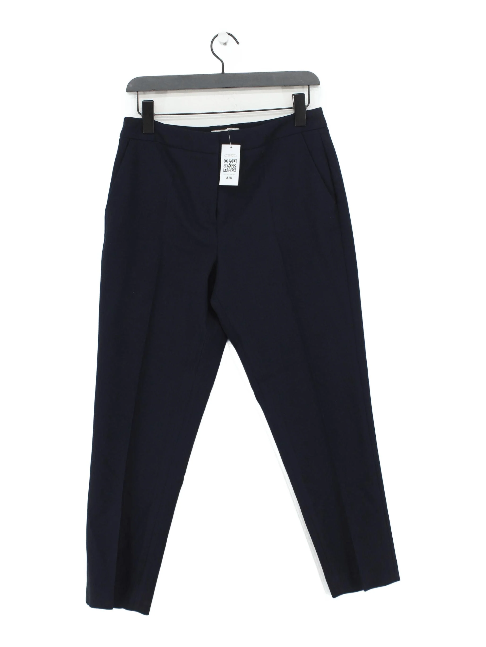 Hobbs Women's Trousers UK 12 Blue Wool with Polyester, Elastane Tapered Chino