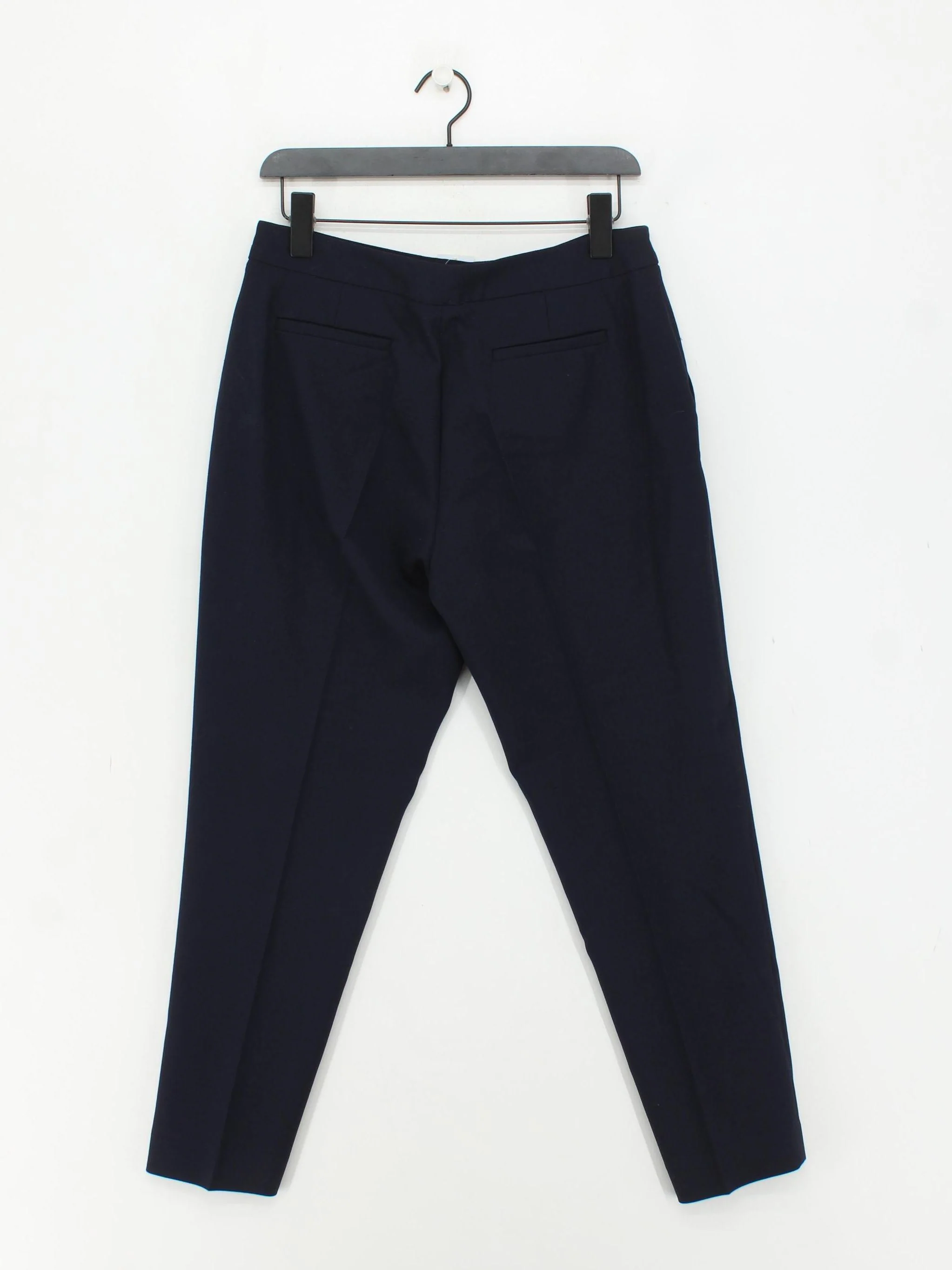 Hobbs Women's Trousers UK 12 Blue Wool with Polyester, Elastane Tapered Chino - Image 2