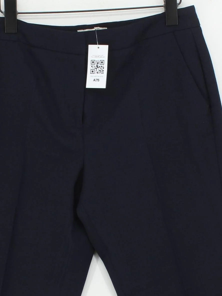Hobbs Women's Trousers UK 12 Blue Wool with Polyester, Elastane Tapered Chino - Image 3