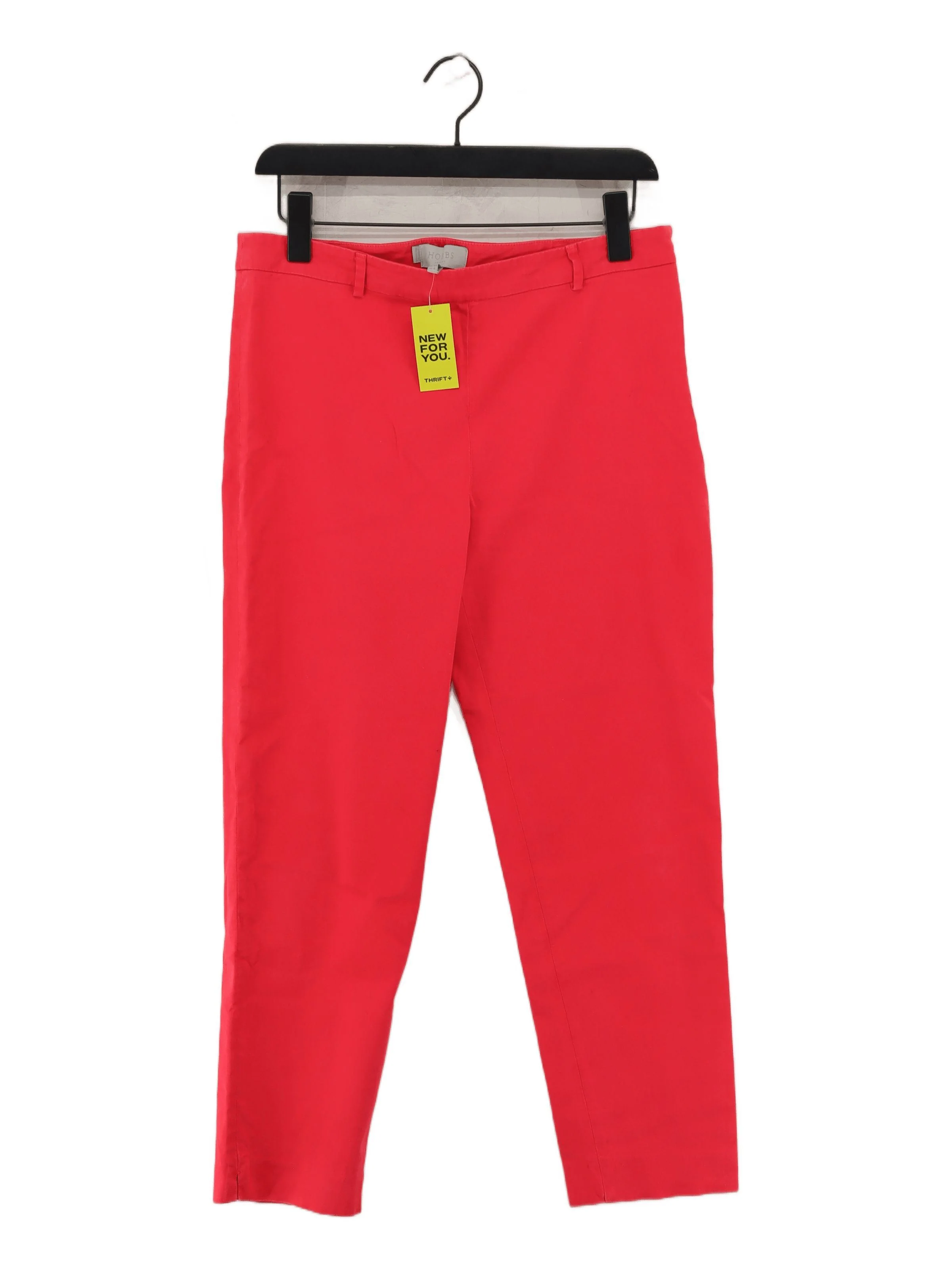 Hobbs Women's Trousers UK 12 Red Cotton with Elastane Tapered Chino