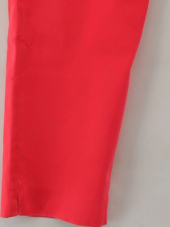 Hobbs Women's Trousers UK 12 Red Cotton with Elastane Tapered Chino - Image 4