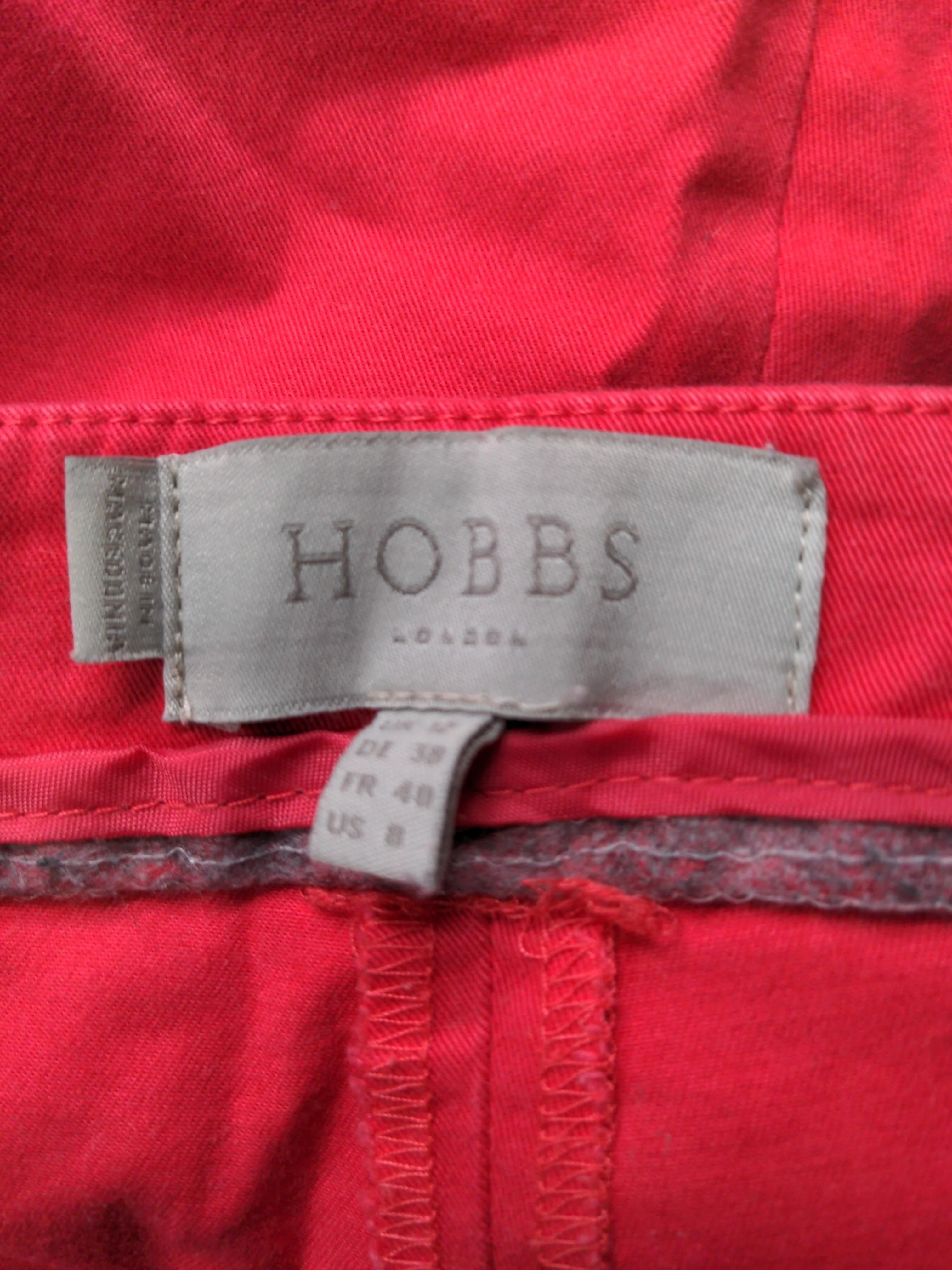 Hobbs Women's Trousers UK 12 Red Cotton with Elastane Tapered Chino - Image 6