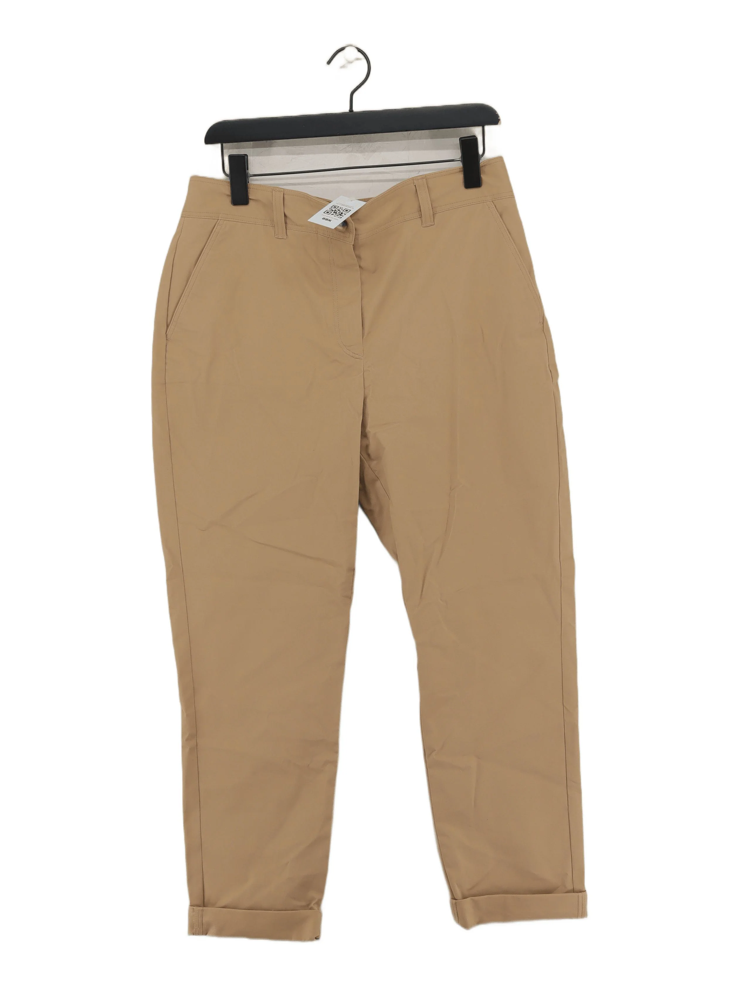 Hobbs Women's Trousers UK 12 Tan Cotton with Elastane Tapered Cropped - Image 2