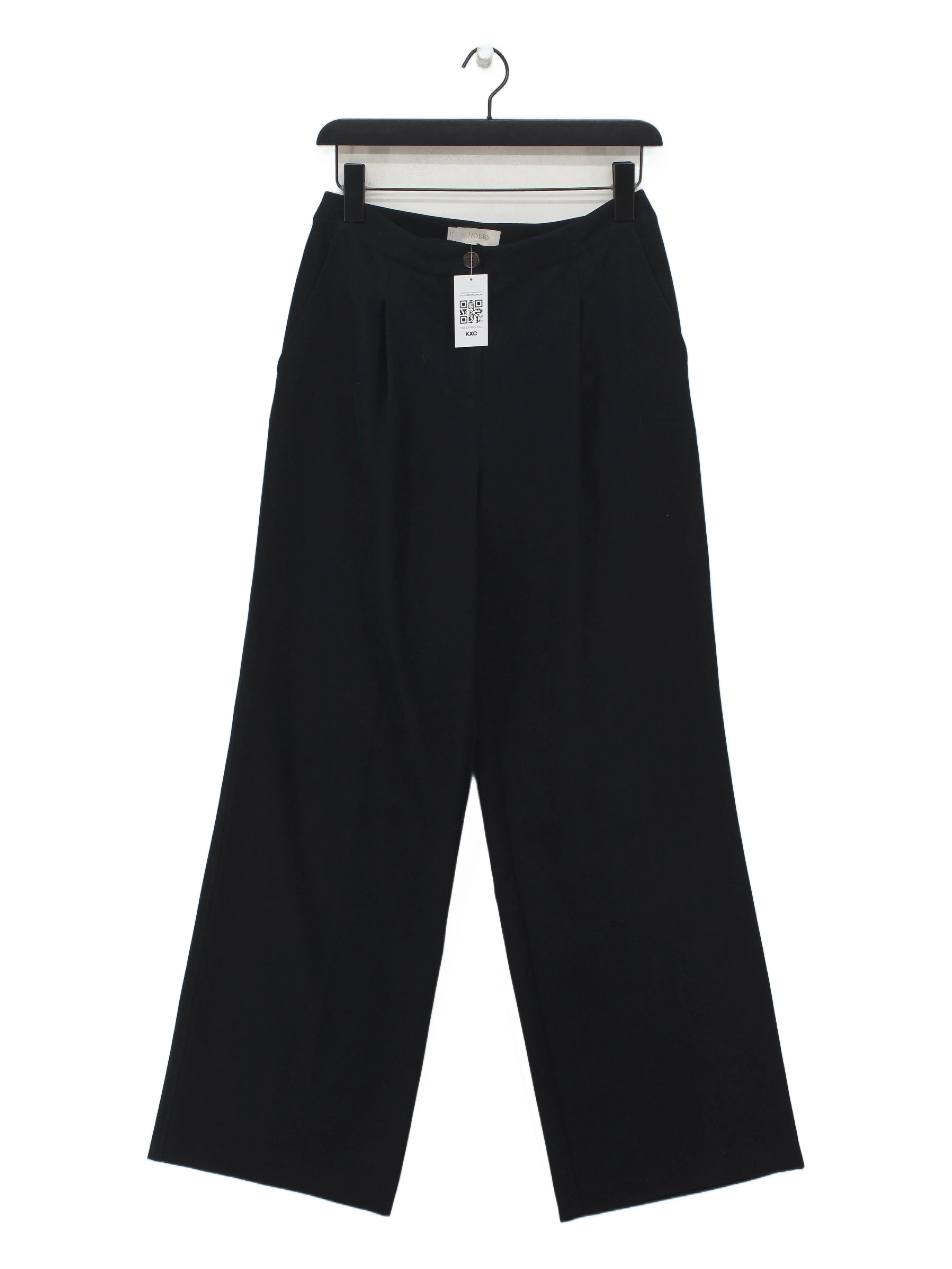 Hobbs Women's Trousers UK 8 Black 100% Polyester Wide-Leg Chino
