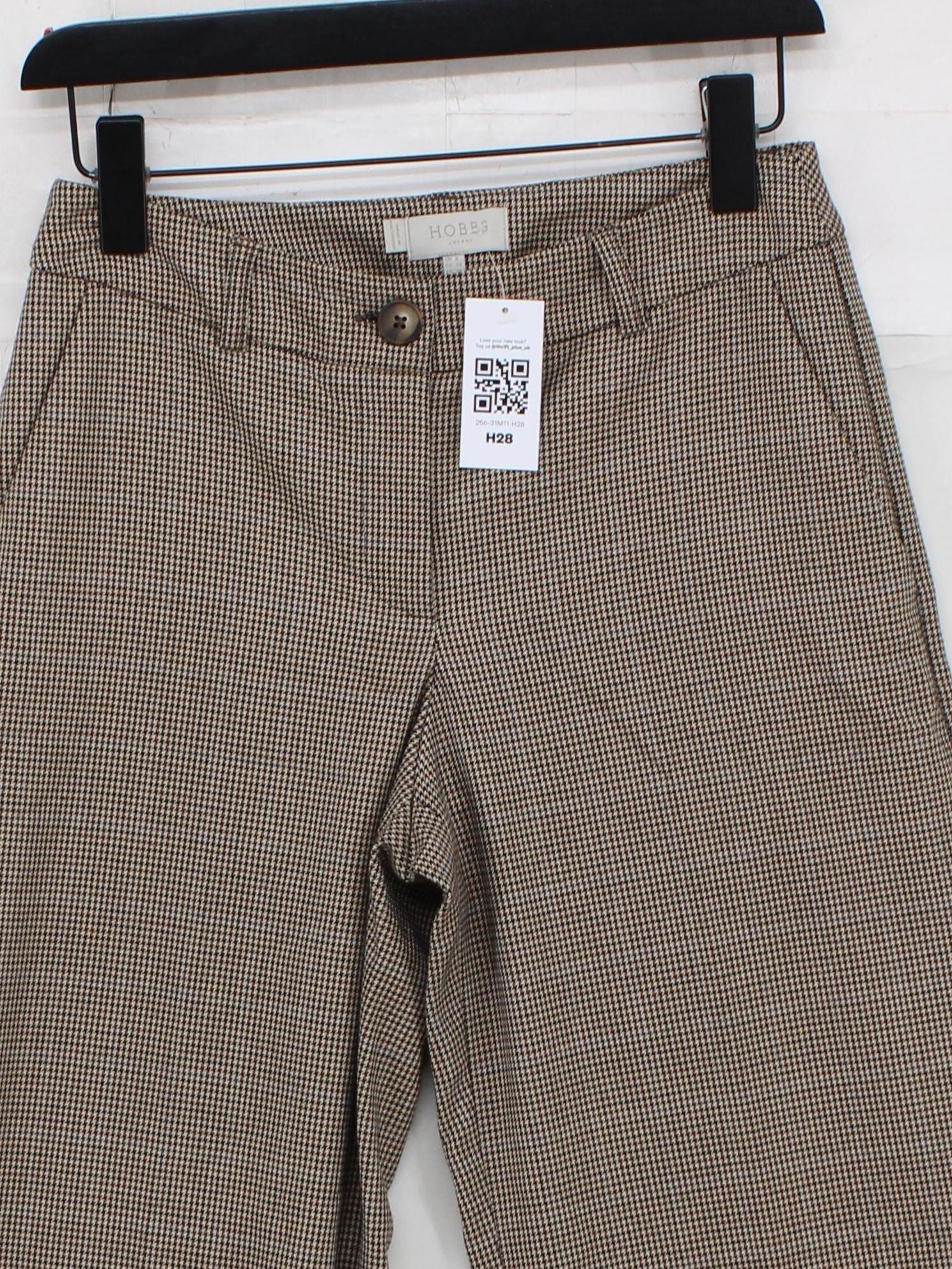 Hobbs Women's Trousers UK 8 Multi Checkered 100% Other Wide-Leg Chino - Image 3