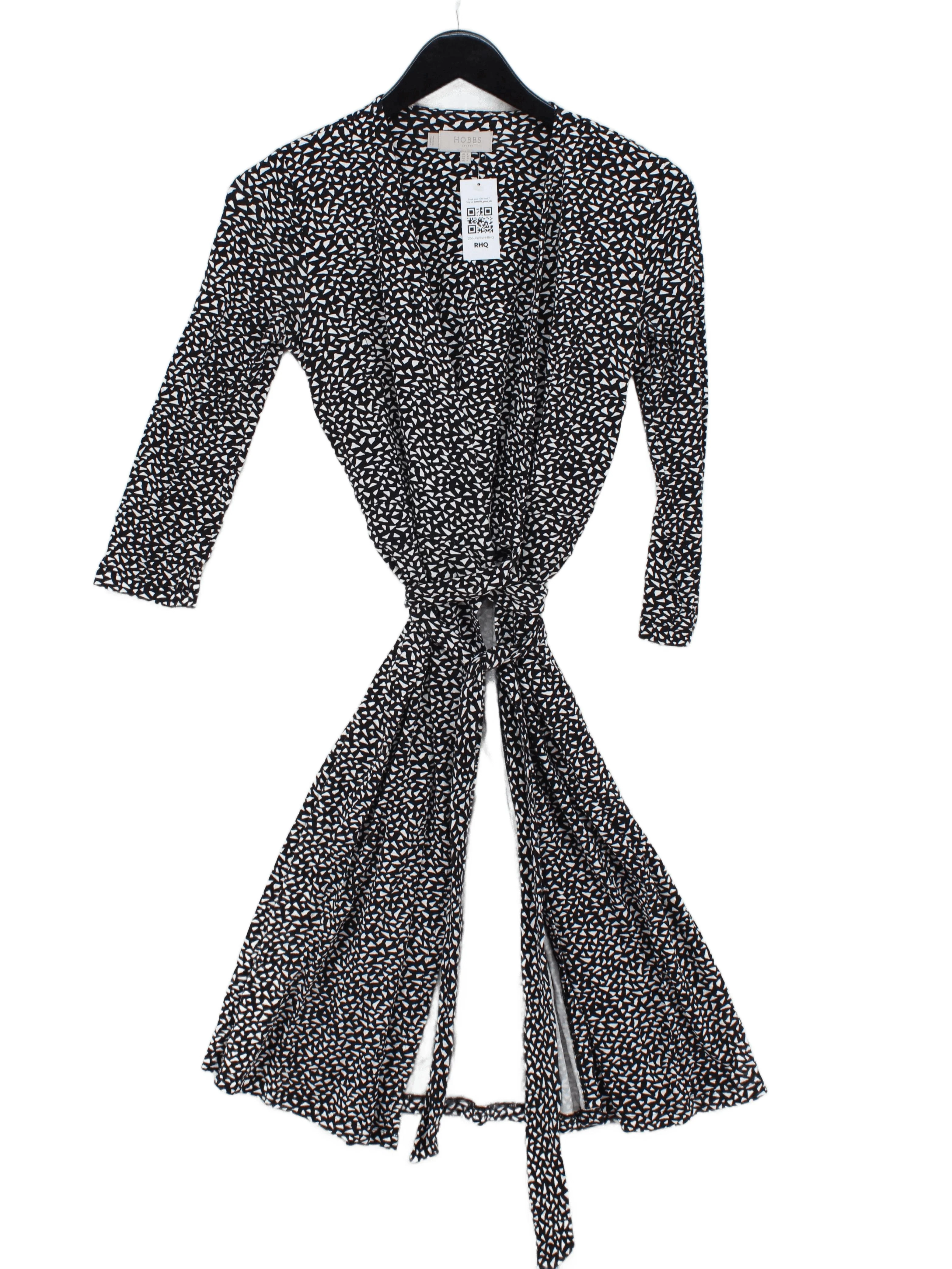Hobbs Wrap Midi Dress M in Black