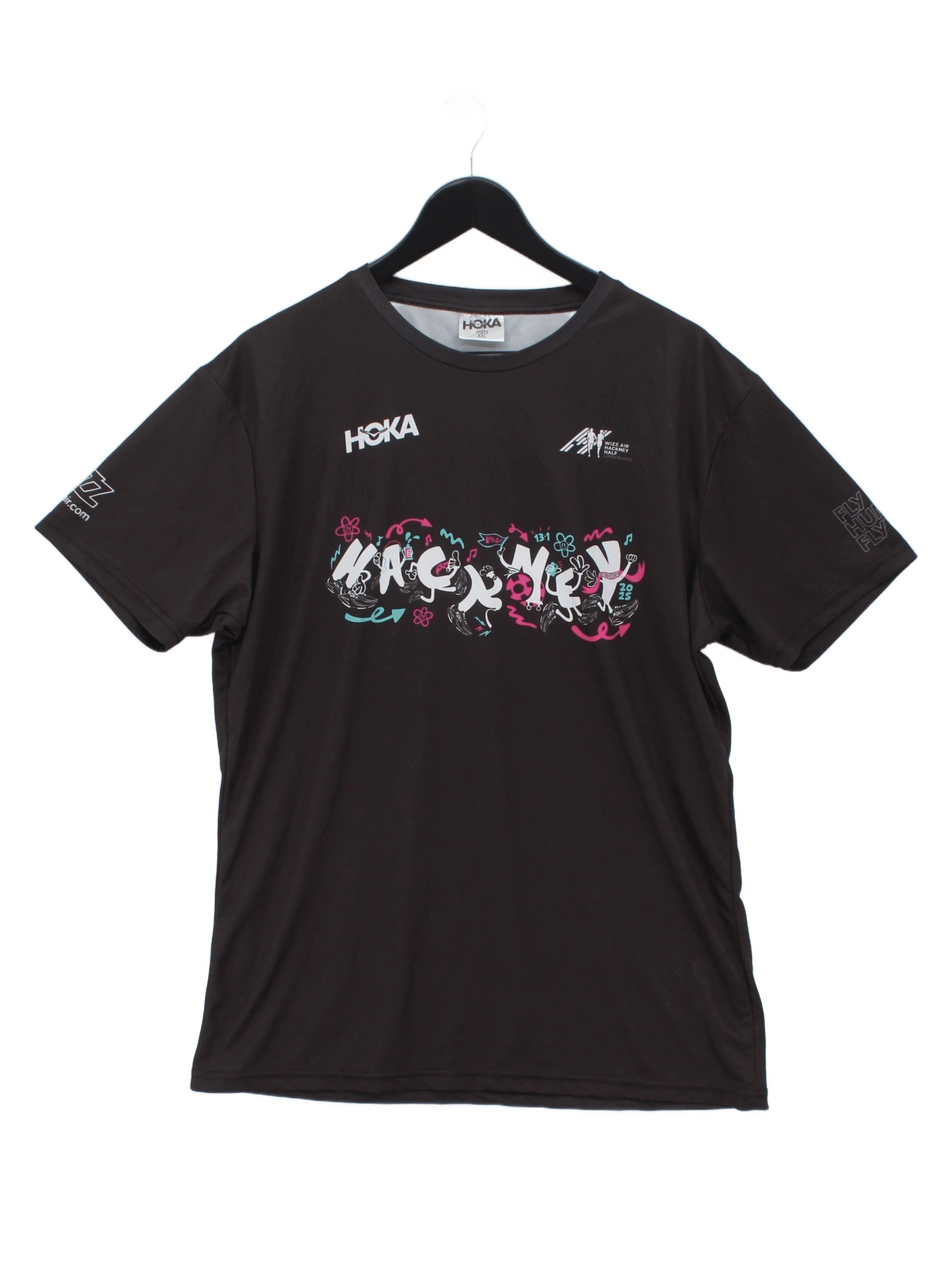 Hoka Men's T-Shirt XXL Black Graphic 100% Polyester Round Neck Basic