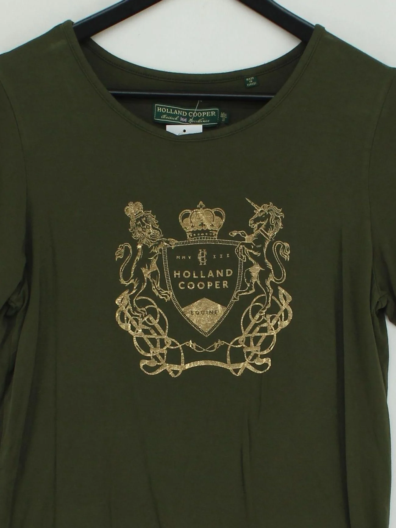 Holland Cooper Women's T-Shirt S Green 100% Viscose Basic - Image 3