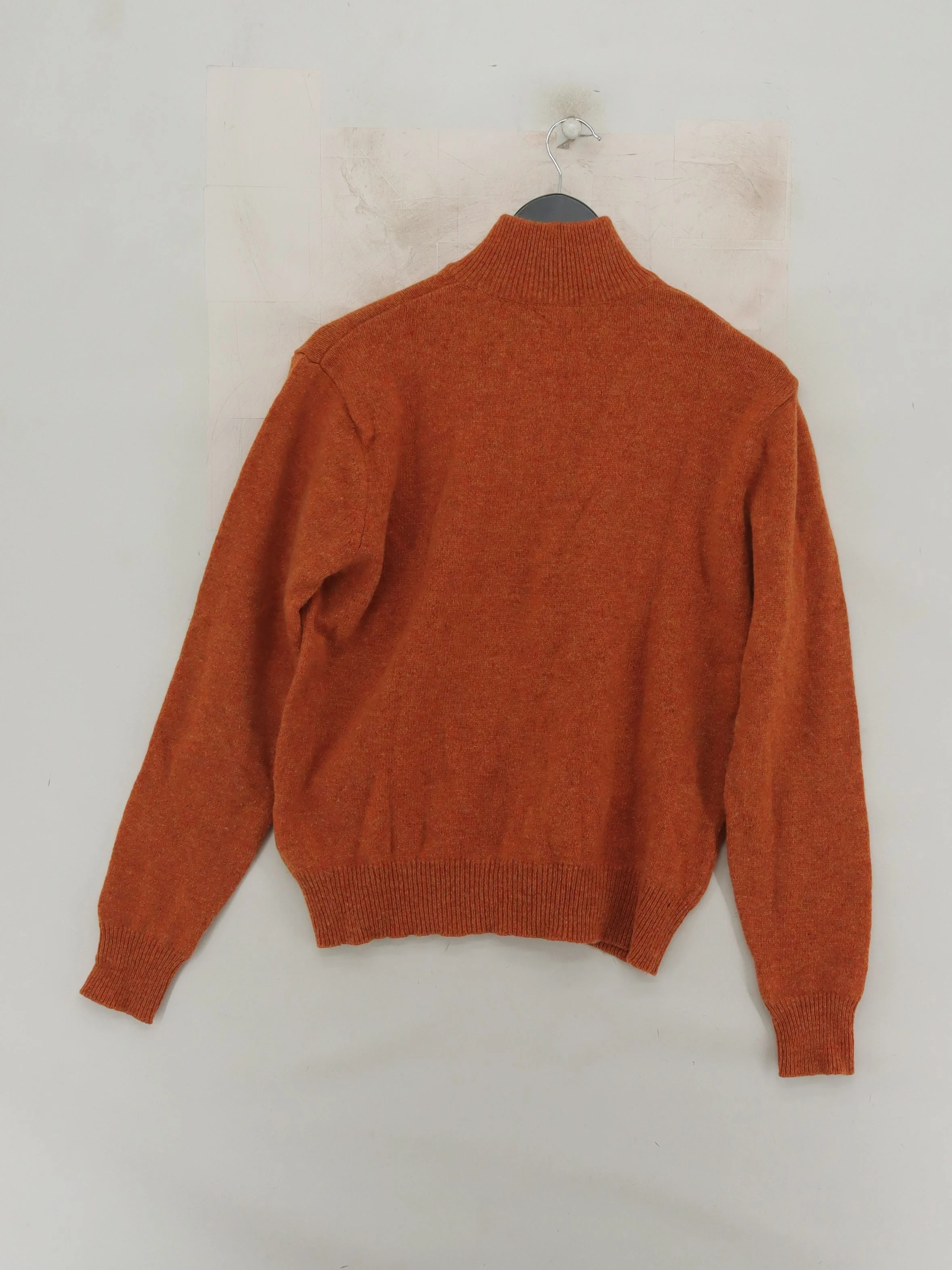 House Of Bruar Men's Jumper M Orange 100% Wool Mock Neck Pullover - Image 2